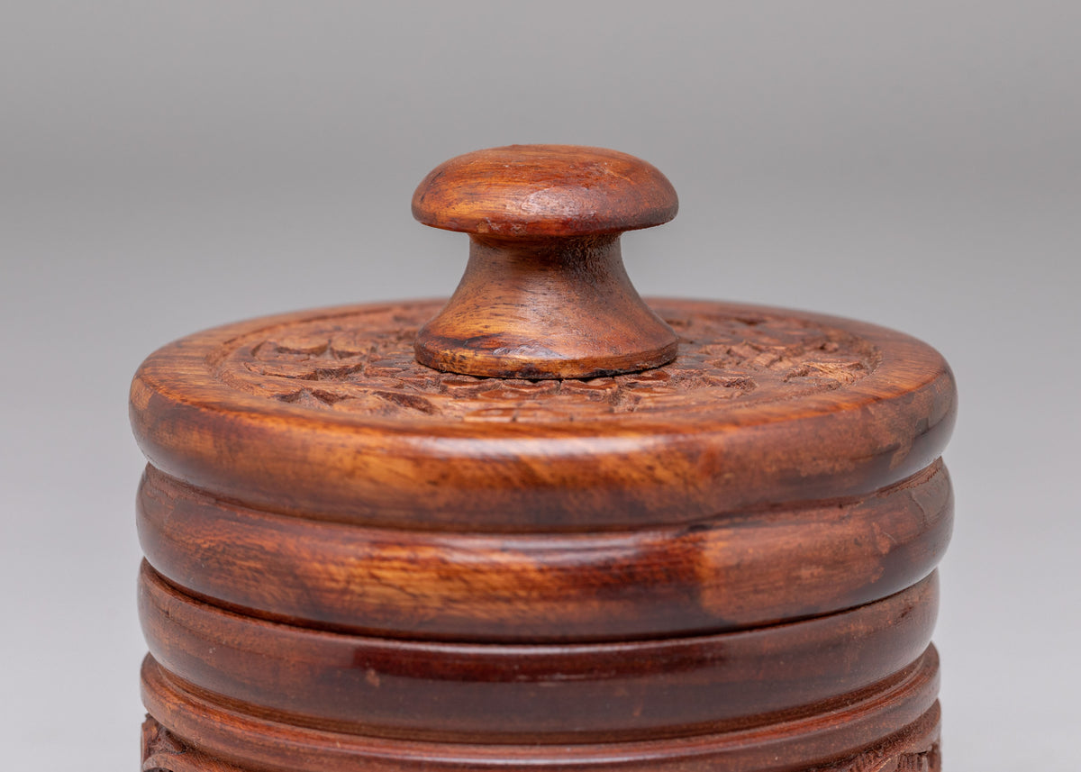 Handcrafted Tibetan Offering Rice Pot | Wooden Buddhist Altar Container