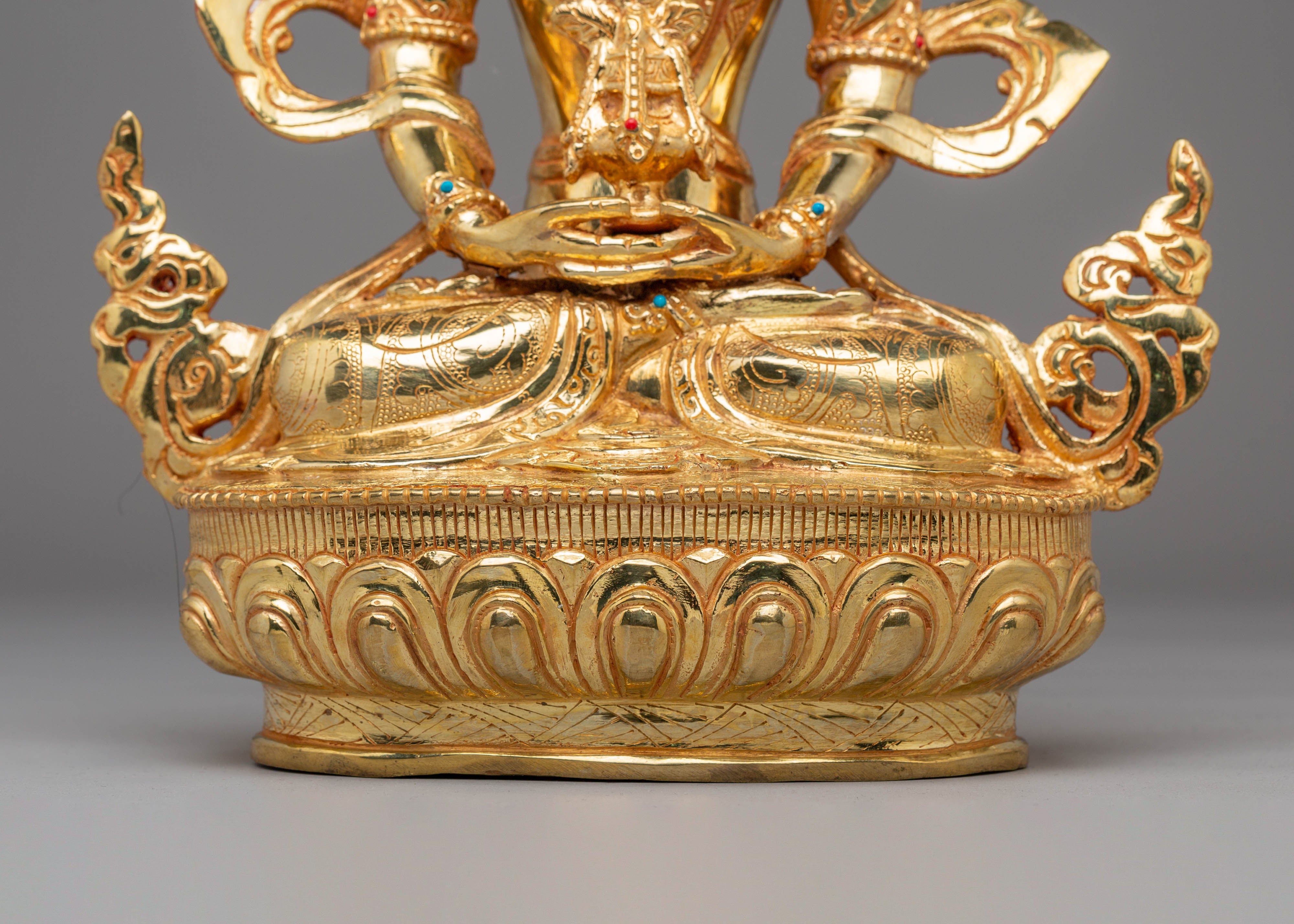 Amitayus Handcrafted Copper Statue | Gold Plated Tibetan Sculpture