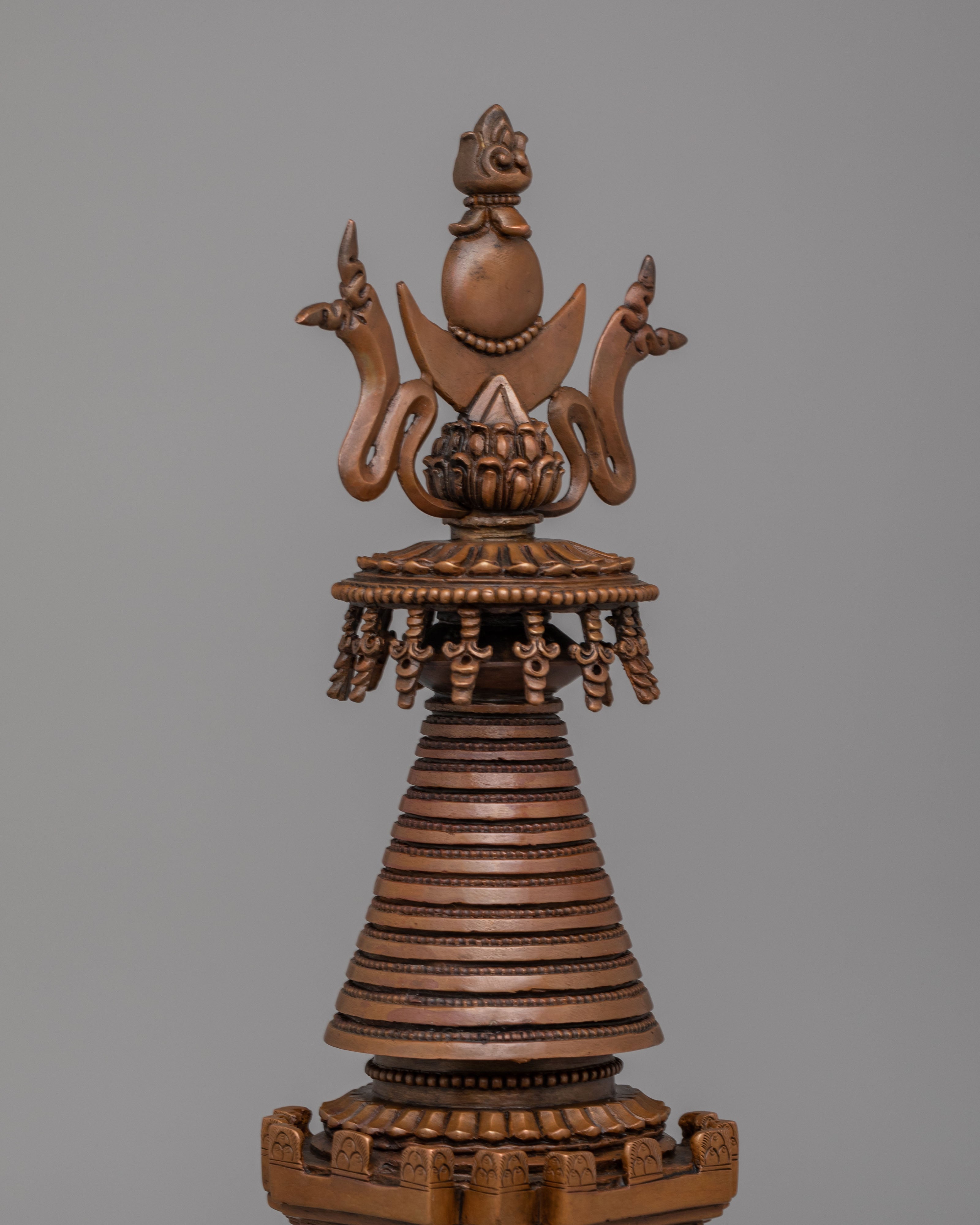 Traditional Altar Kadampa Stupa | Handcrafted Copper Sacred Statue