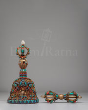 Gemstone Carved Vajra and Bell Set   
