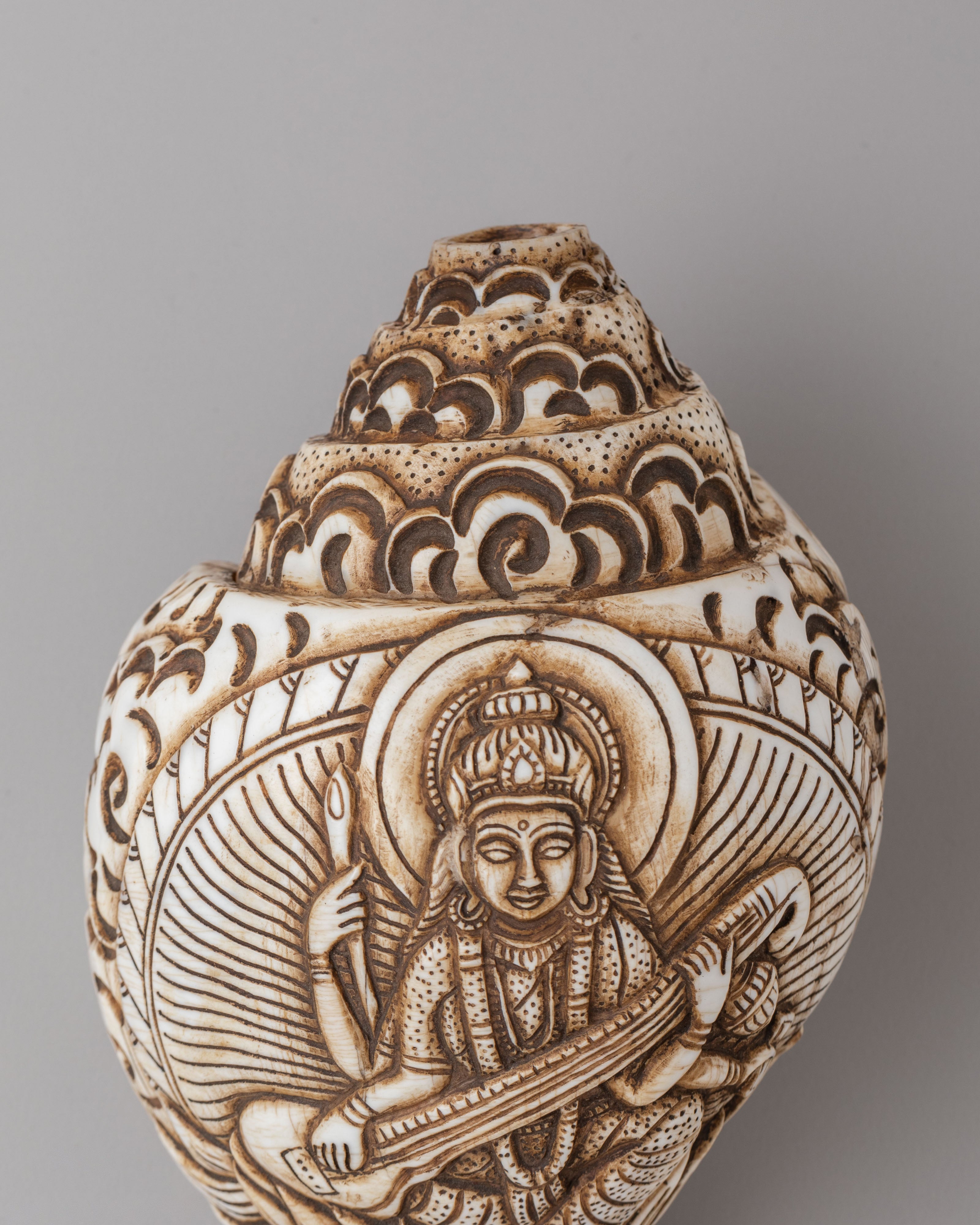 Saraswati Carved Conch | Artwork for Altar