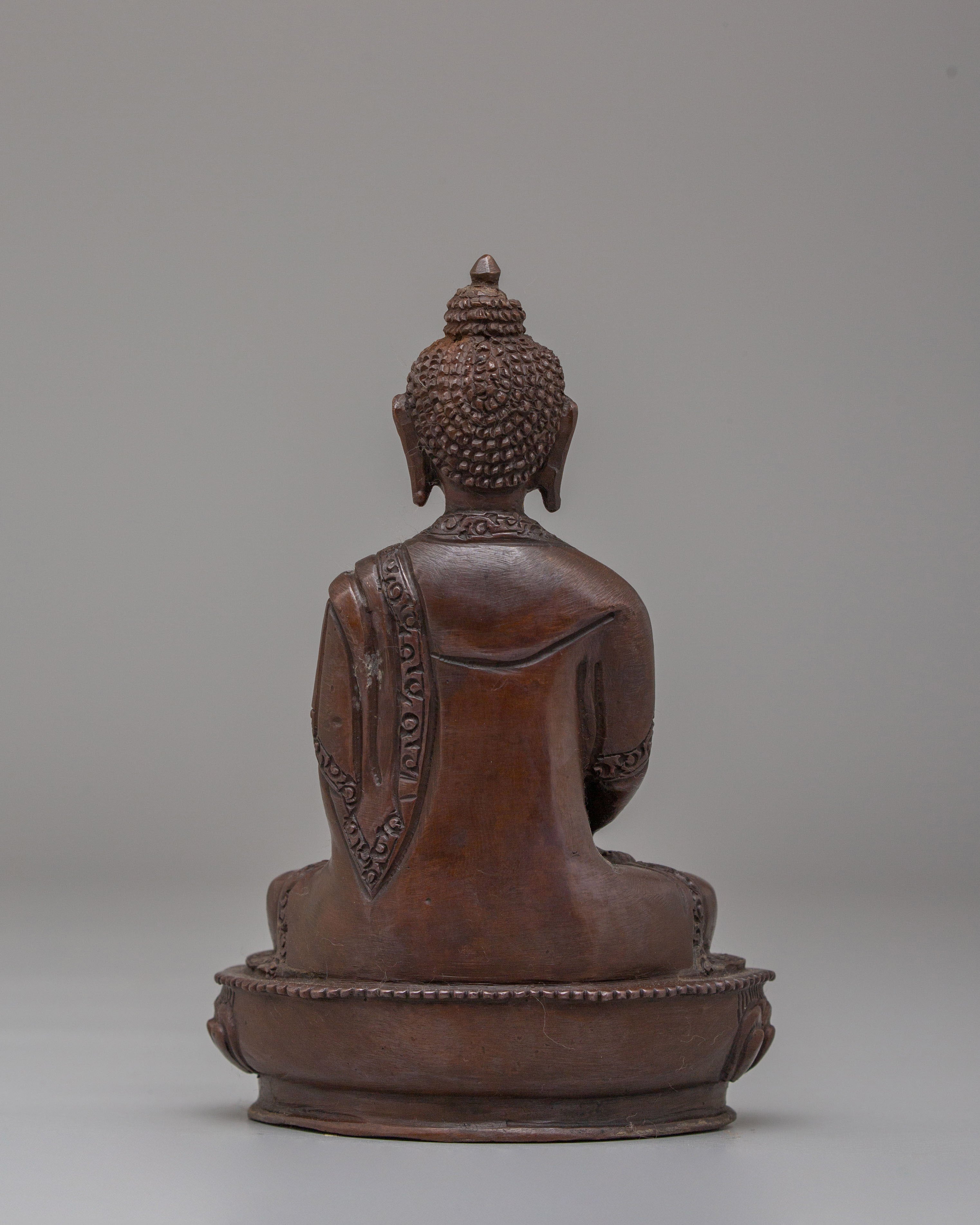 Sacred Amitabha Buddha Altar Statue | Oxidized Copper Buddhist Sculpture