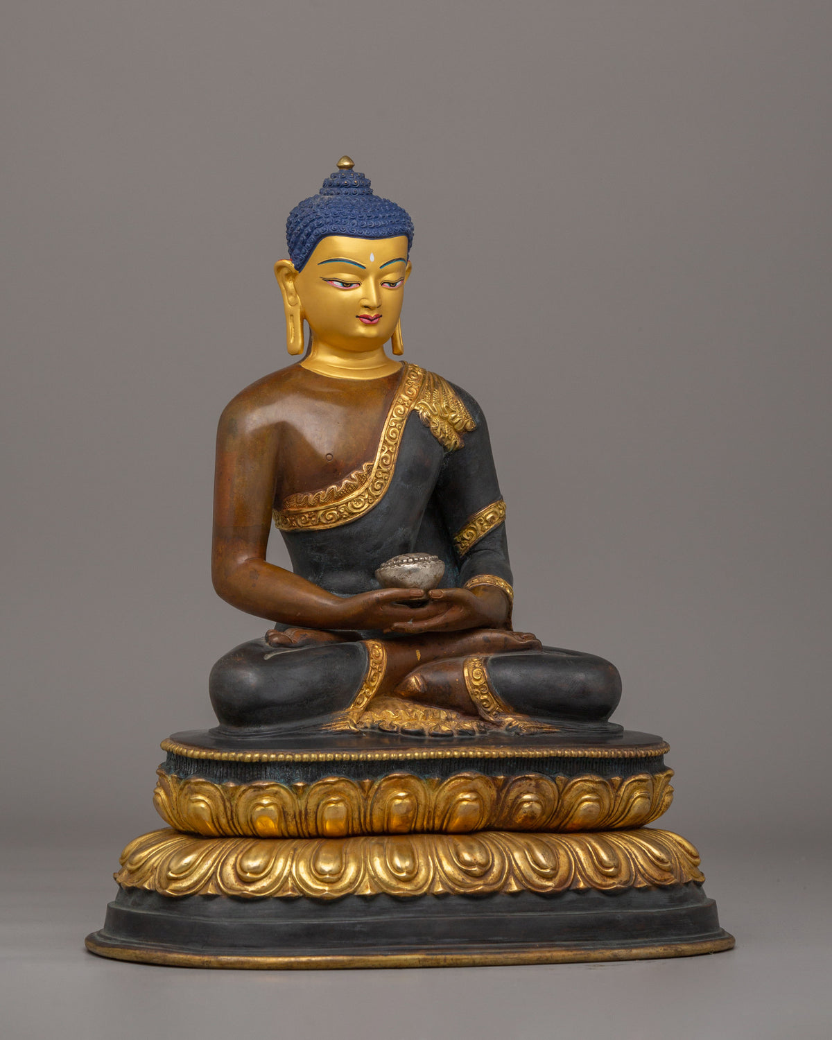Long Life Amitabha Buddha Statue | 24K Gold Plated Copper Sculpture