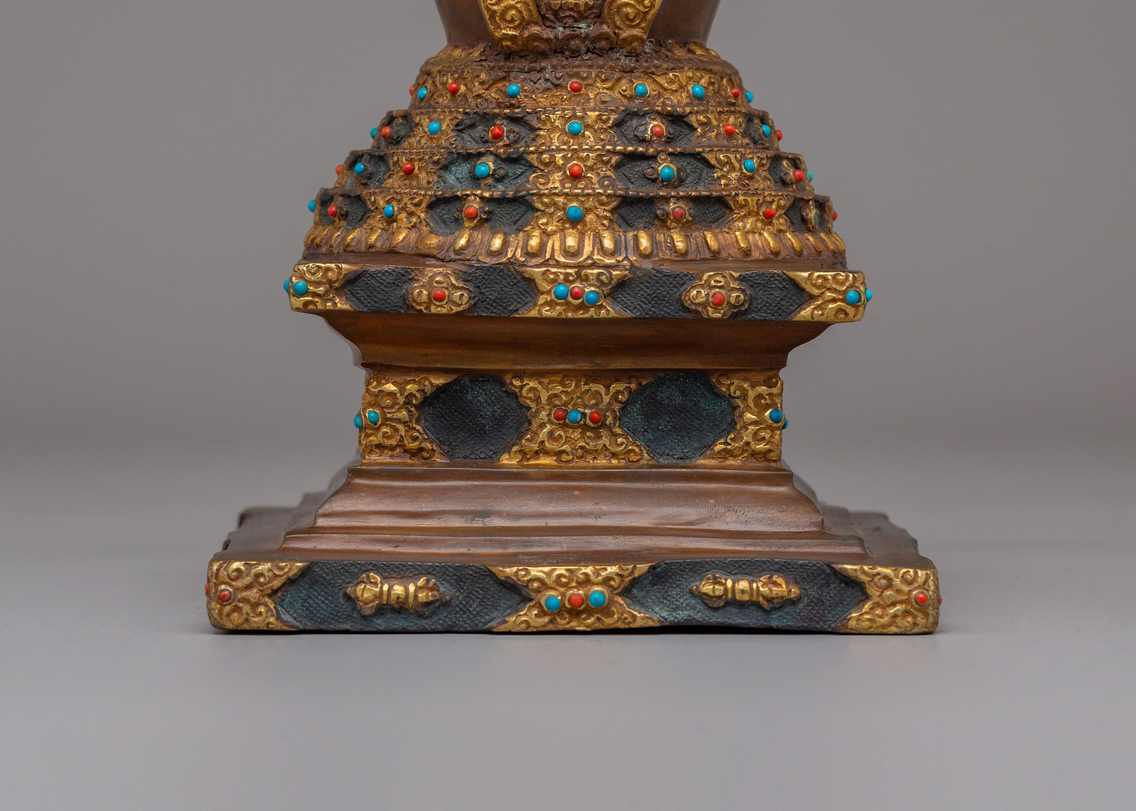 Handcrafted Tibetan Lotus Blossom Stupa | Sacred Spiritual Decor for Altar