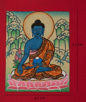 Tibetan Medicine Buddha Thangka for Locket | Sacred Symbol of Healing and Compassion