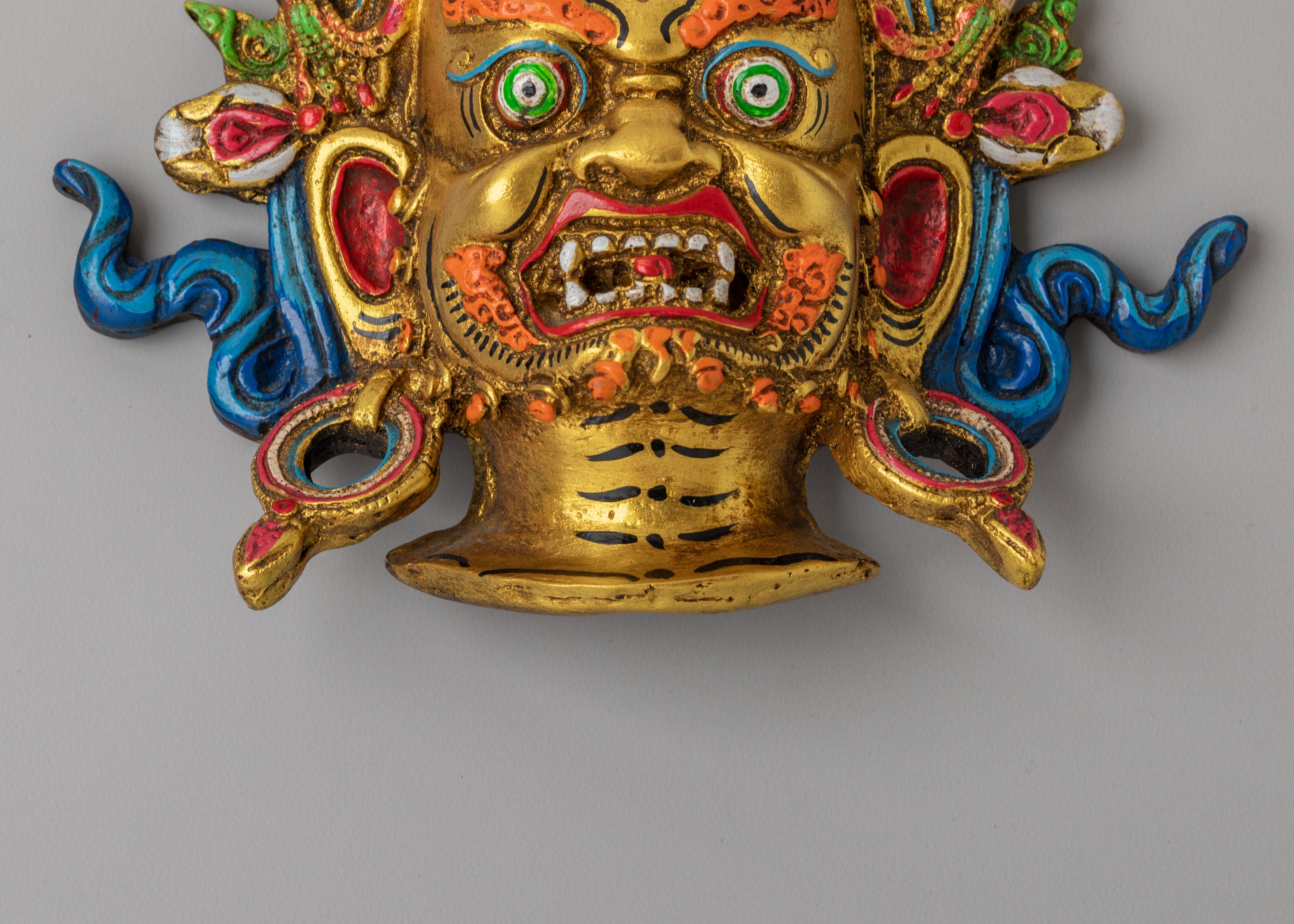 Handcrafted Bhairav Wall Hanging | Wrathful Deity Protection Mask for Sacred Space