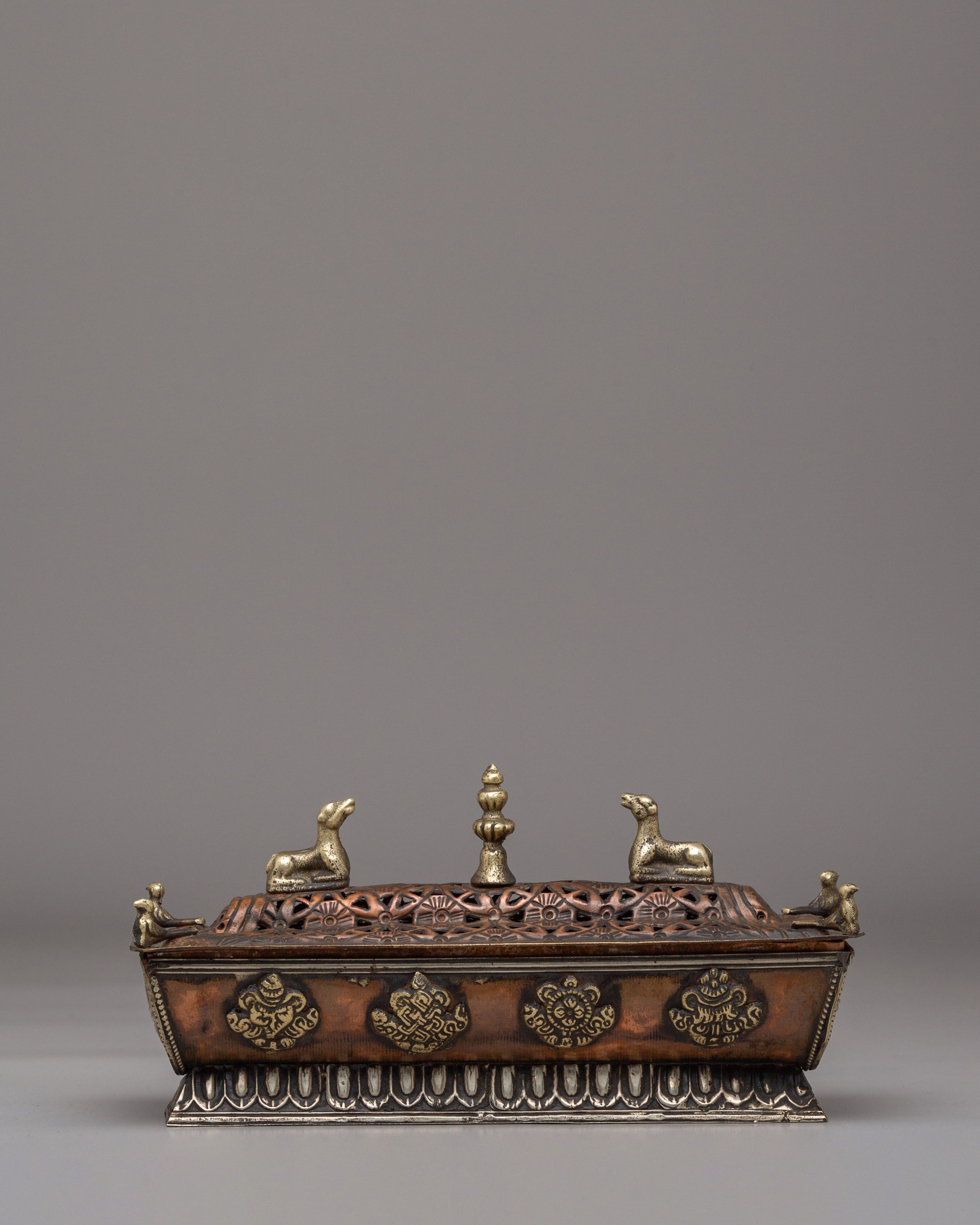 Handmade Buddhist Incense Burner | Copper Body with Electro Gold Plating