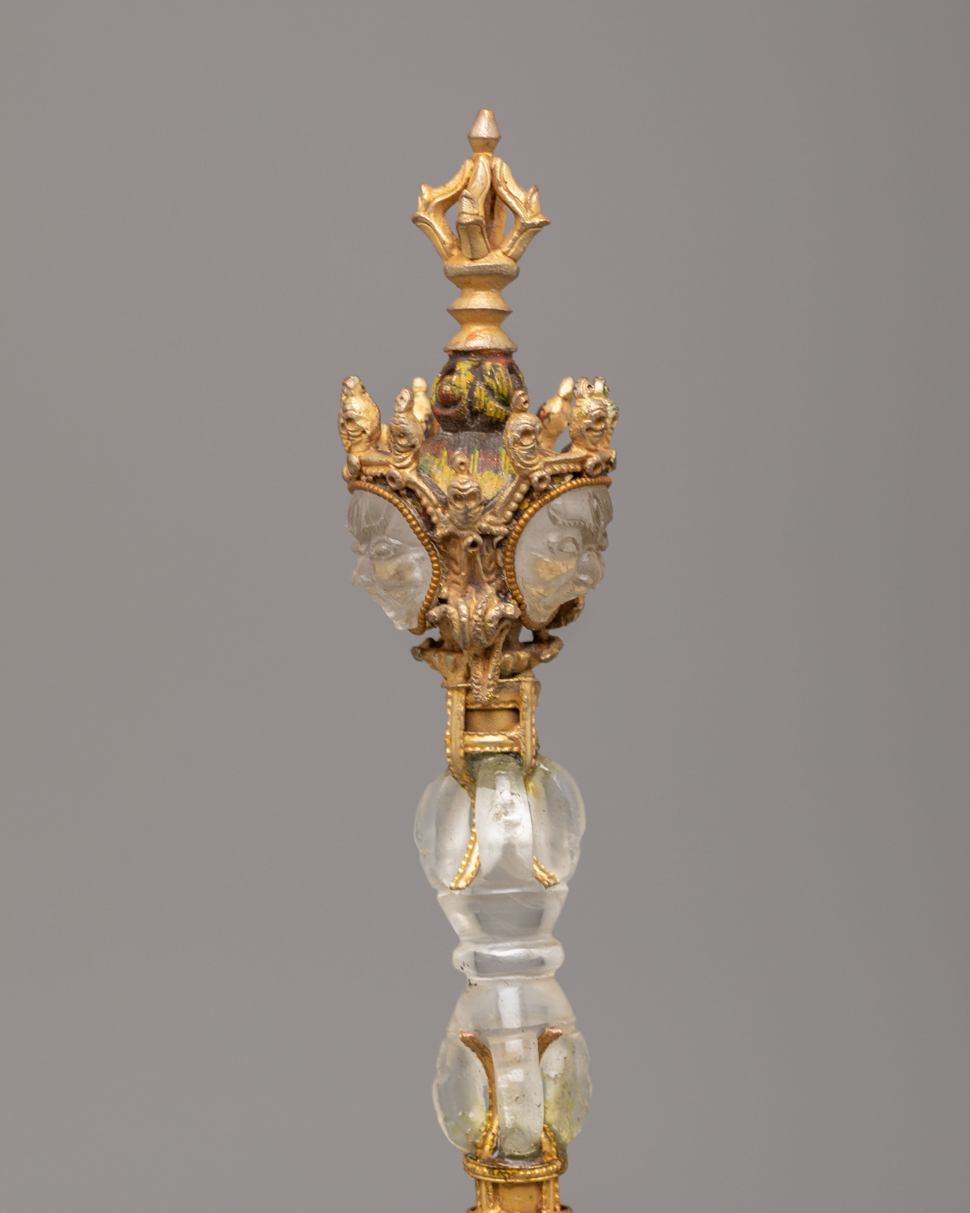 Sacred Buddhist Crystal Ritual Dagger | Phurba for Altar