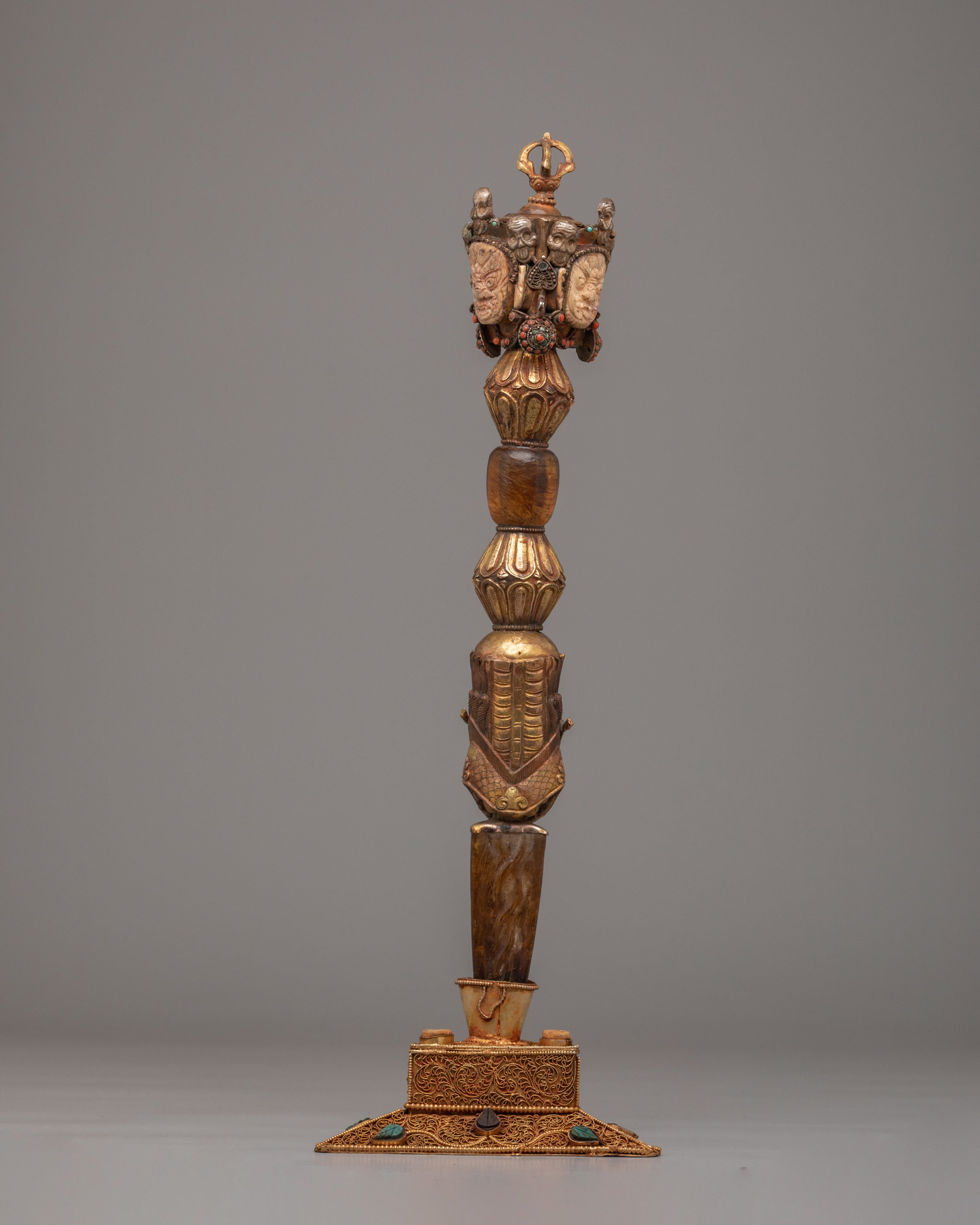 Sacred Buddhist Phurba | Gold-Plated Ritual Dagger