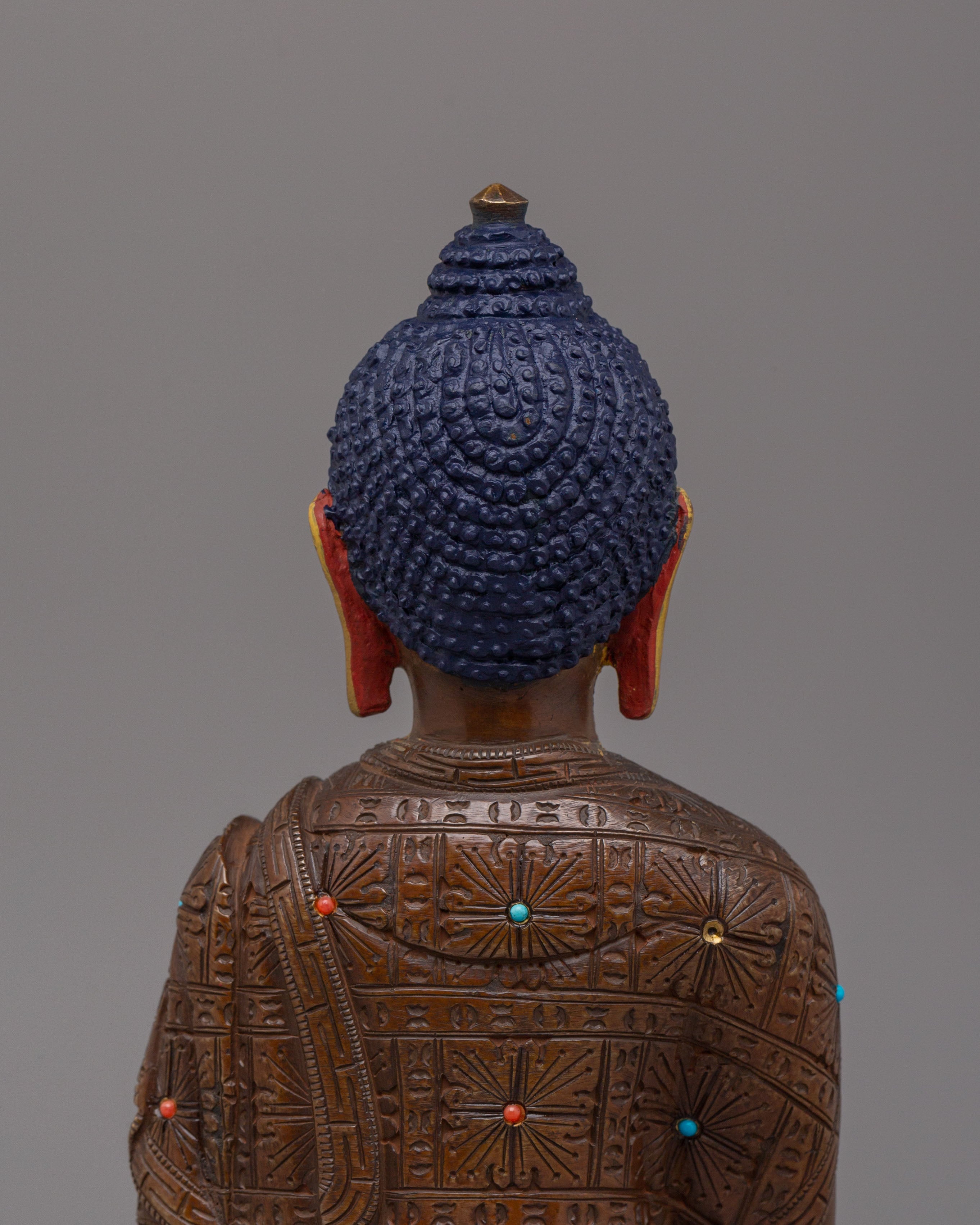 Handcrafted Shakyamuni Buddha Sculpture | Oxidized Copper Body with 24K Gold Plating