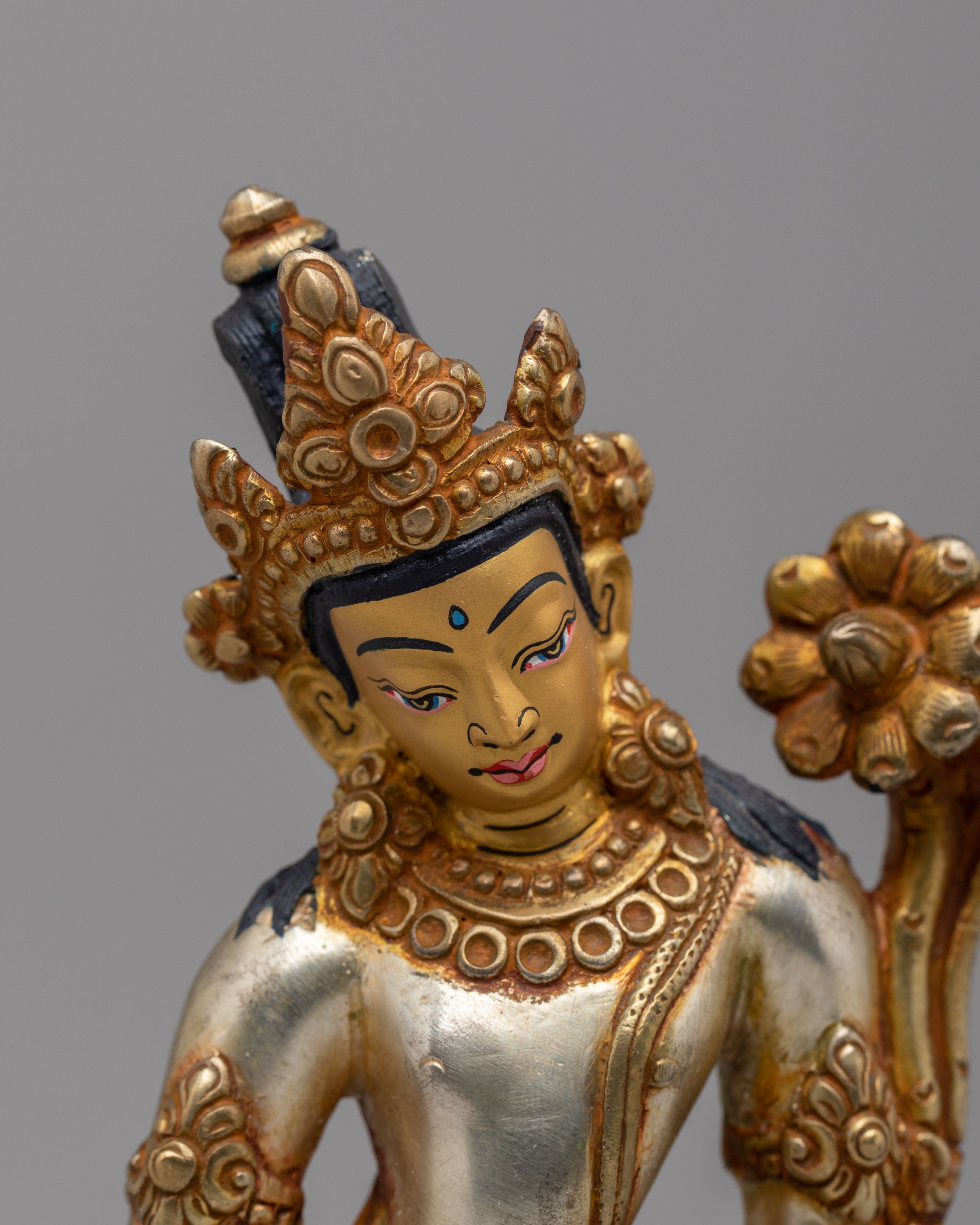 Tibetan Standing Tara Statue | Gold-Plated Tara Figurine for Meditation