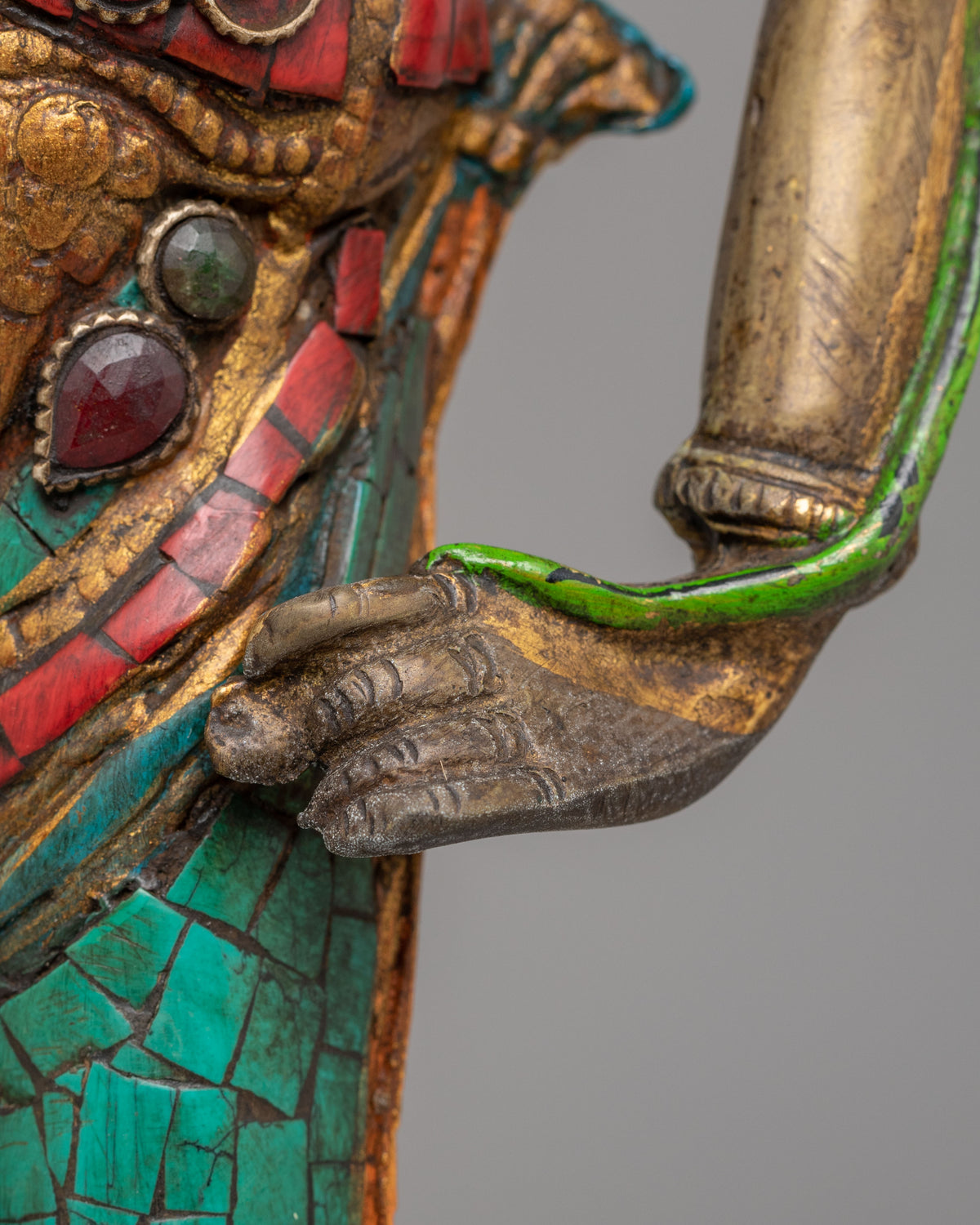 Traditional Standing Green Tara Altar Sculpture | Bronze Buddhist Deity Statue