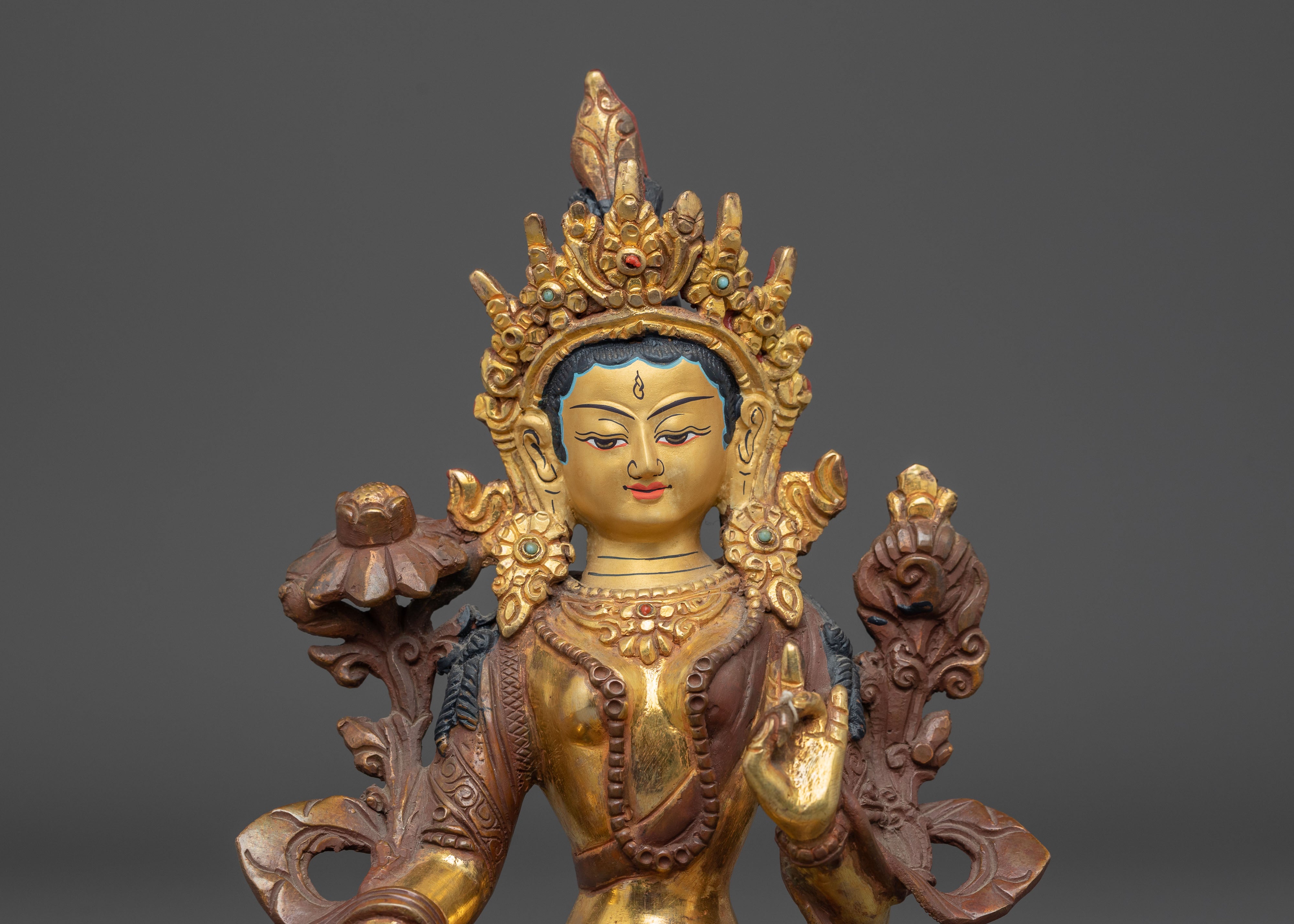 Green Tara Divine Figurine | Tibetan Artwork