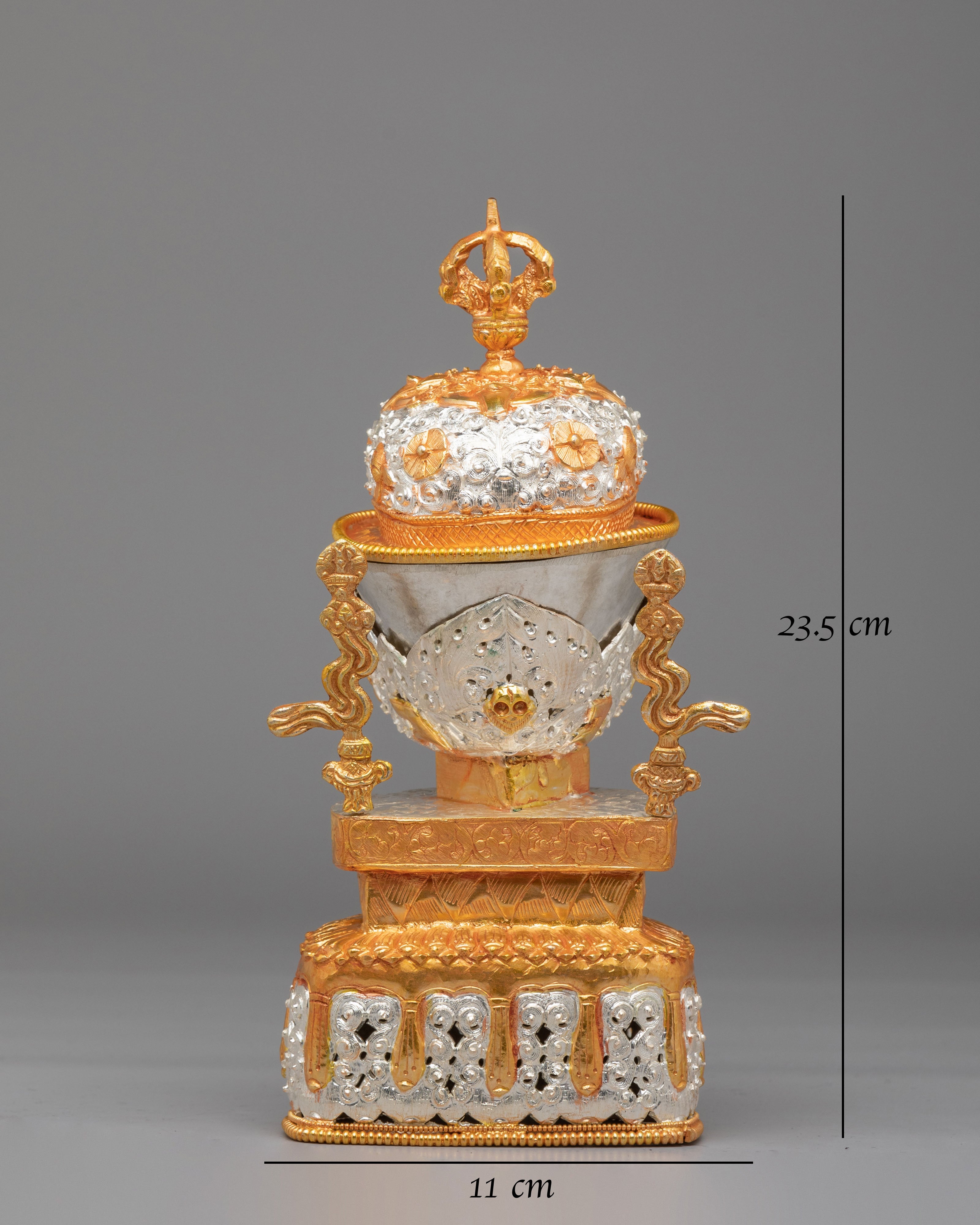 Buddhist Ritual Kapala Set | Gold and Silver Plated Vessels