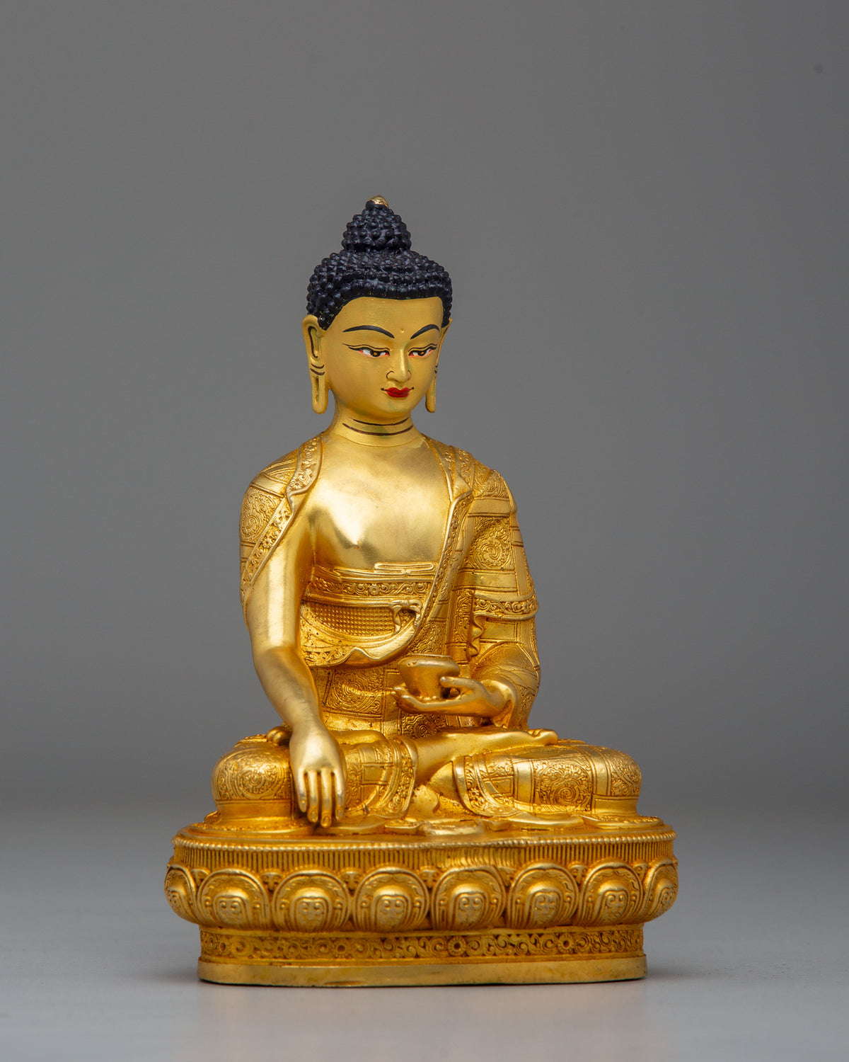 Shakyamuni Buddha Statue of Power and Knowledge | Copper Body with 24K Gold Plating
