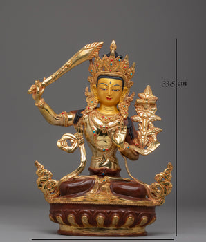 Wisdom Deity Manjushri Handmade Statue | Tibetan Himalayan Artwork