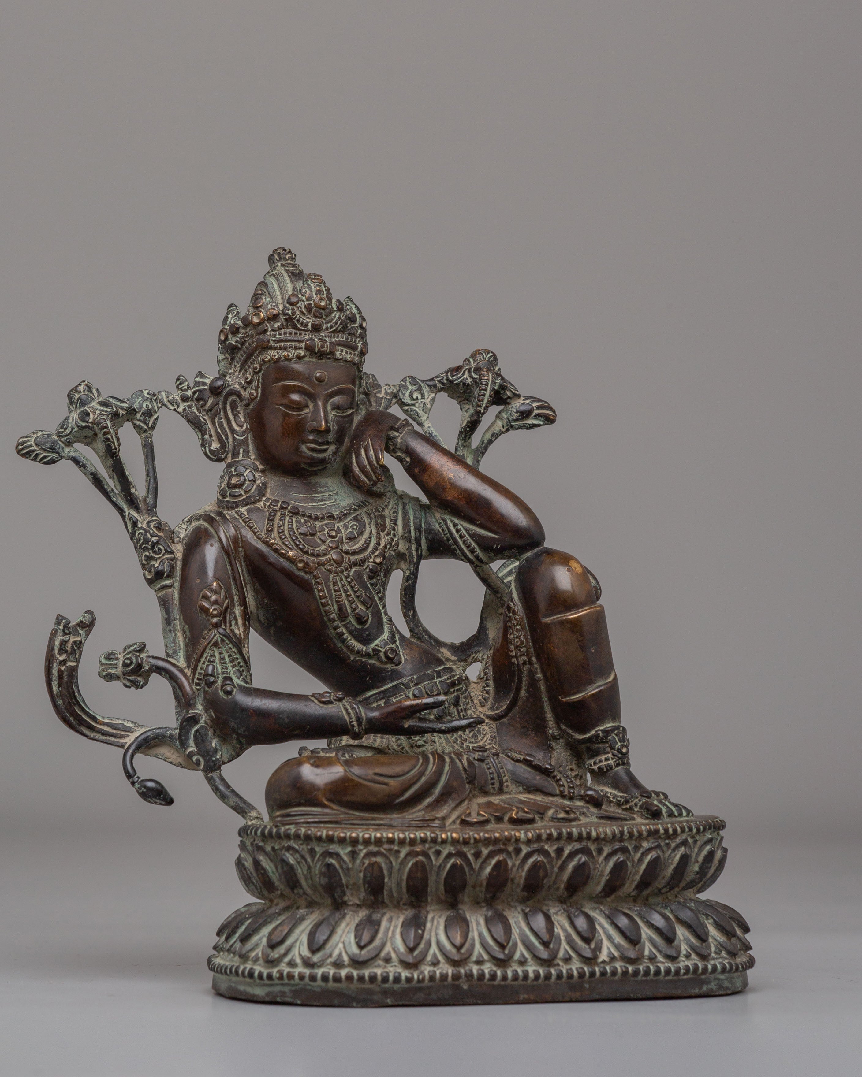 Hindu God Lord Indra Statue | Antique Copper Sculpture