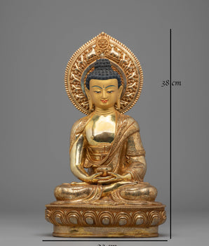 Handcrafted Amitabha Buddha Statue with Copper Body and 24K Gold Gilding