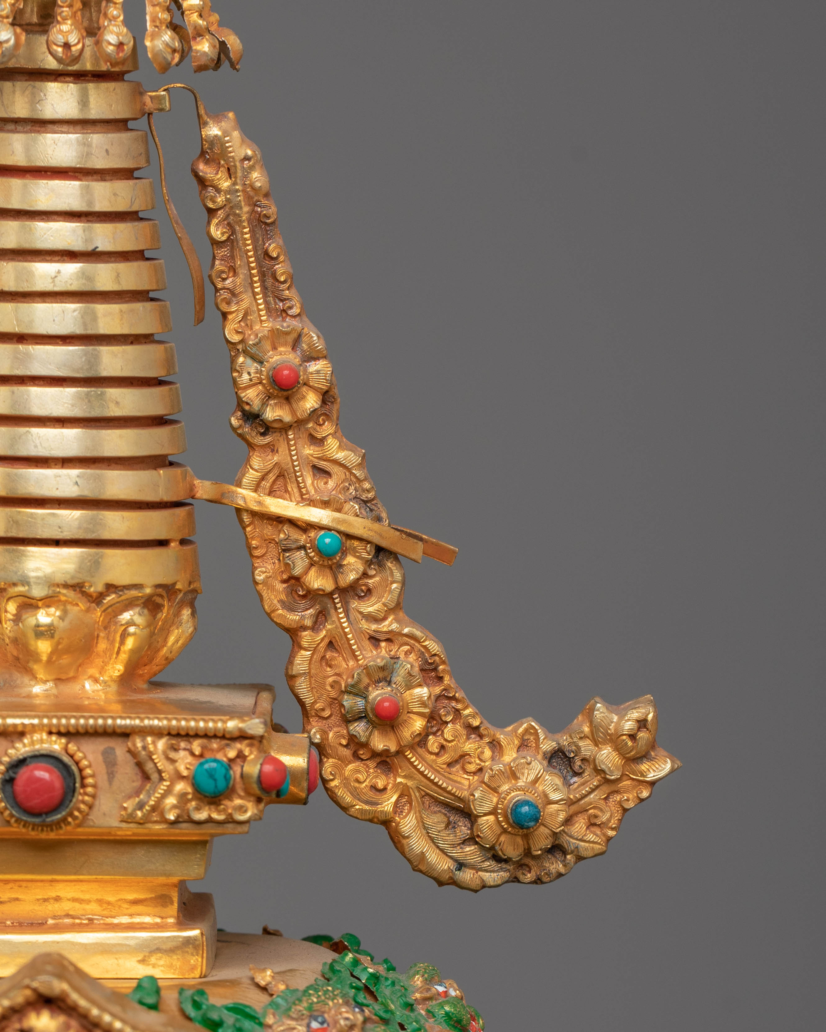 Spiritual Handcrafted Tibetan Stupa | Copper with Gold Plating