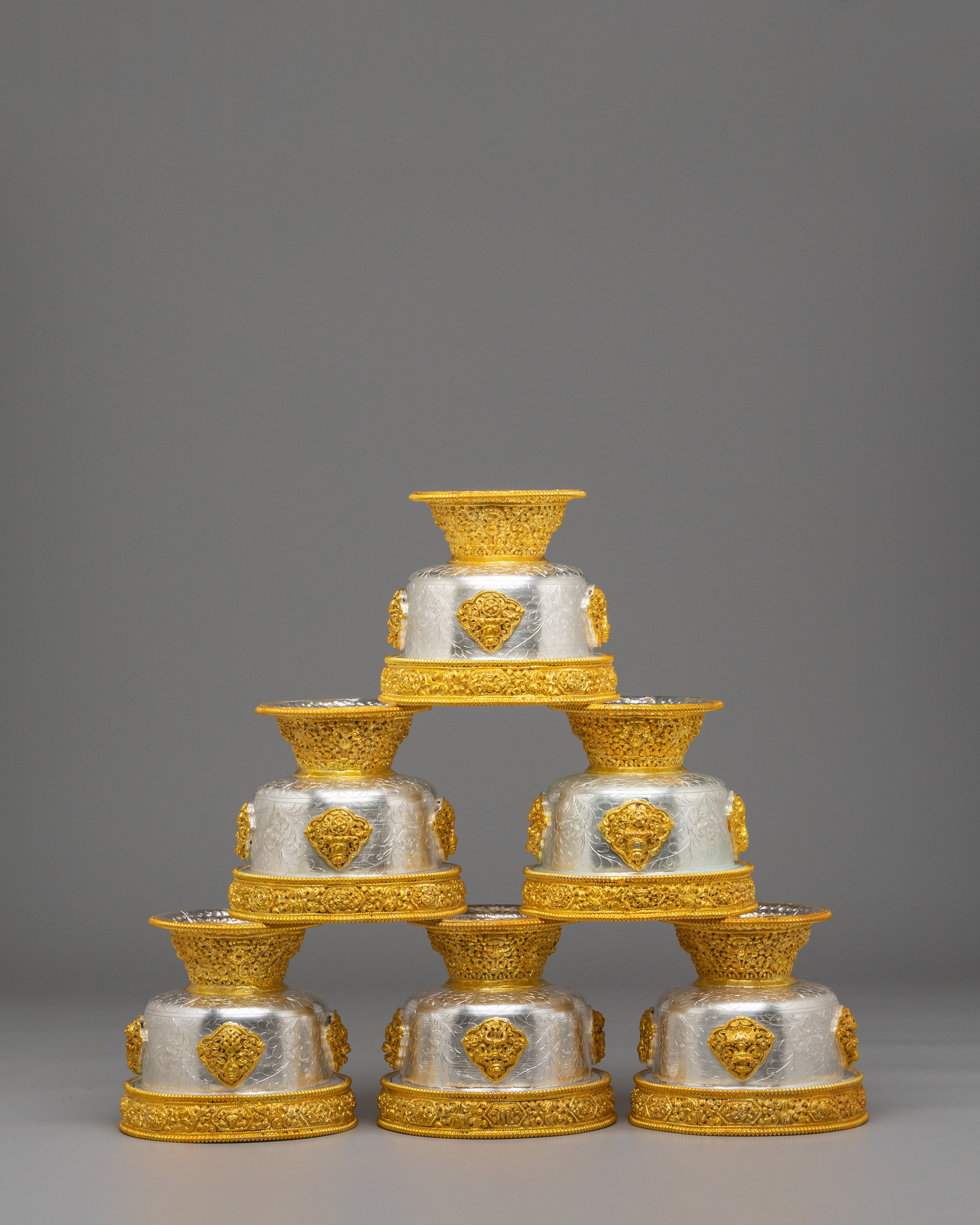 Sacred Buddhist Offering Bowls Set | Ritual Bowls for Meditation & Altar Use