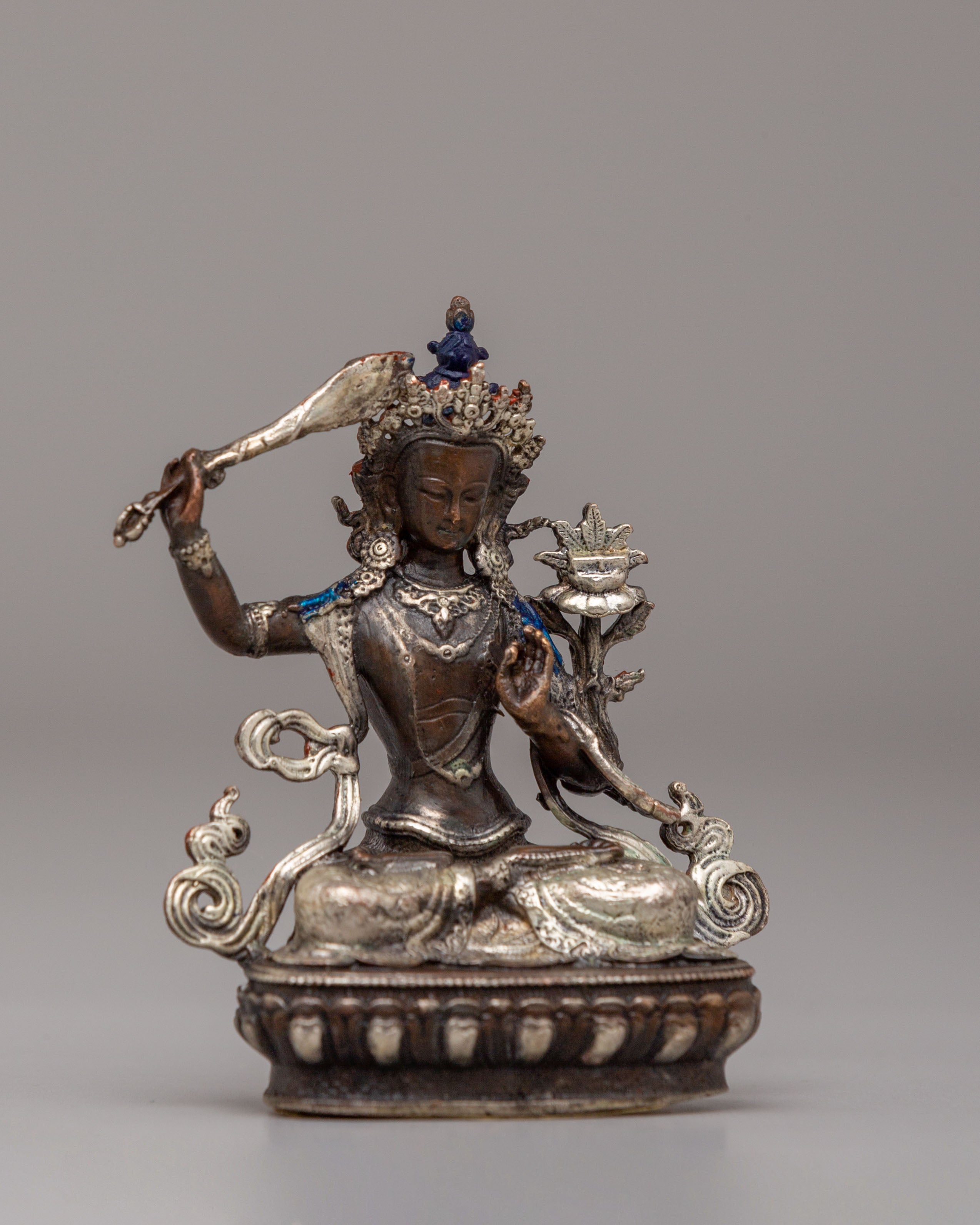 Traditional Manjushri Meditation Statue | Tibetan Buddhist Deity Sculpture