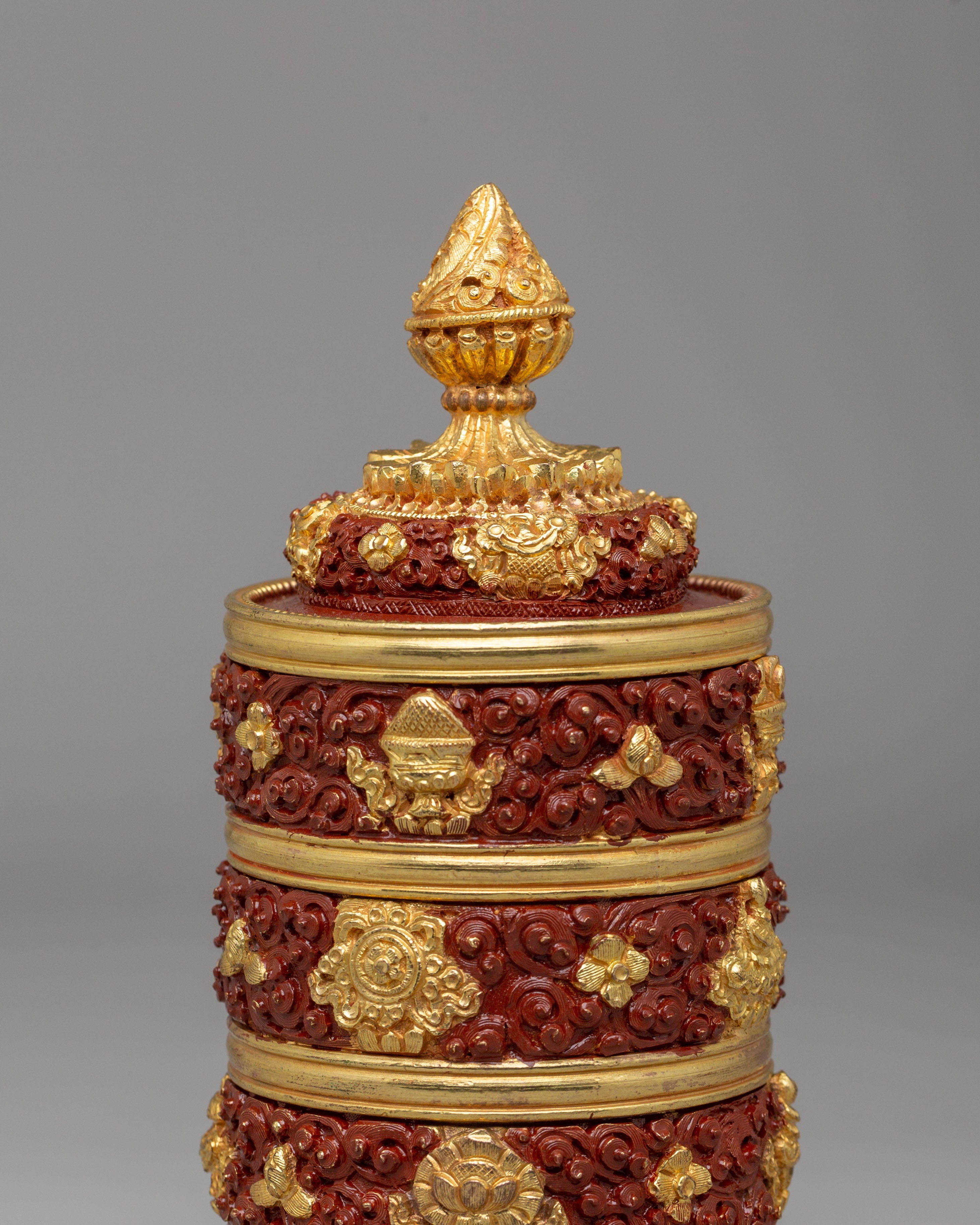 Decorative Himalayan Rice Pot | Handmade Buddhist Ritual Vessel