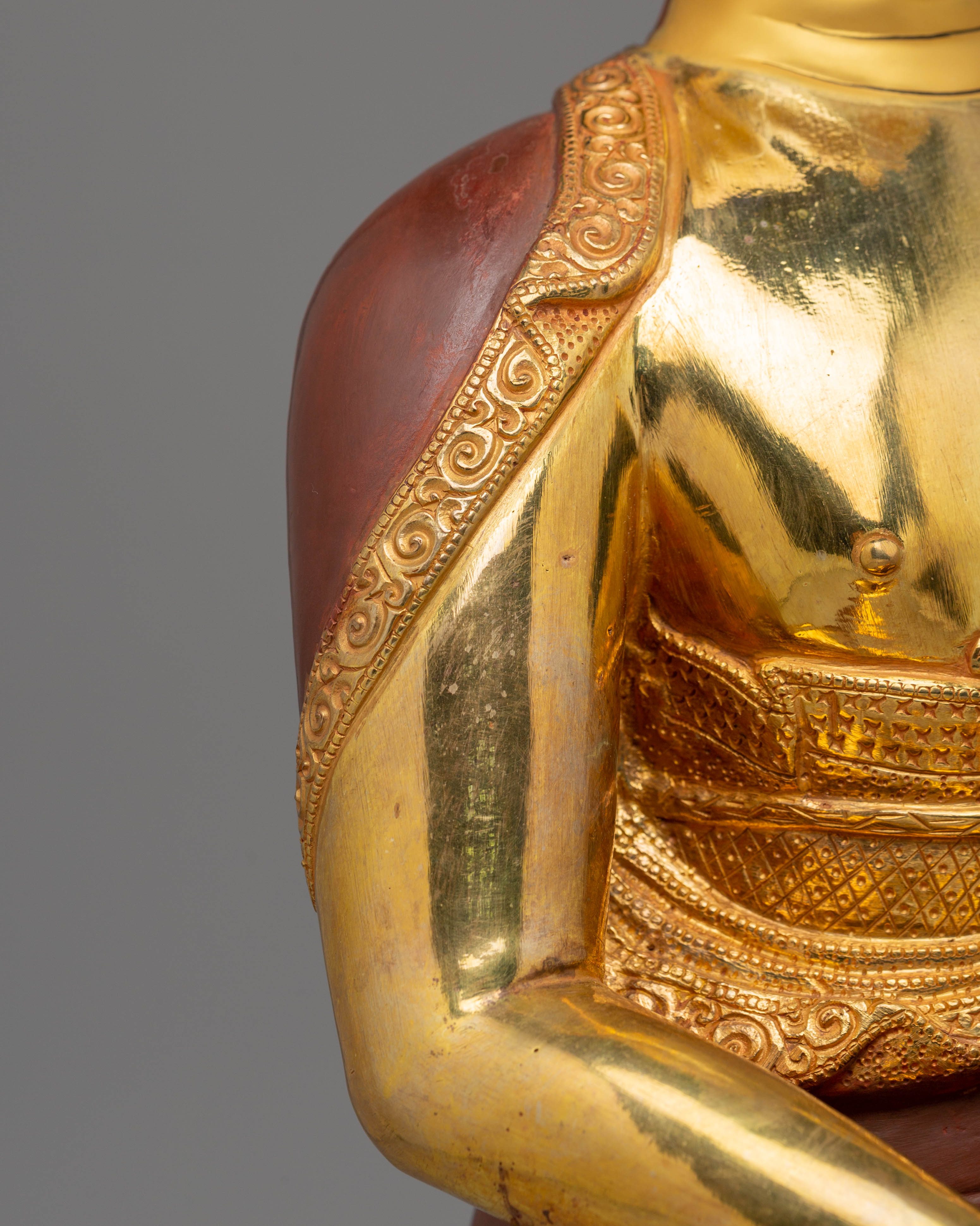 Himalayan Statue of Amitabha Buddha | Electro Gold-Plated Copper with Acrylic Color