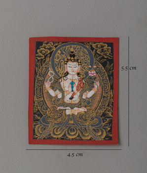 Buddhist Chenrezig Thangka for Locket | Spiritual Buddhist Amulet