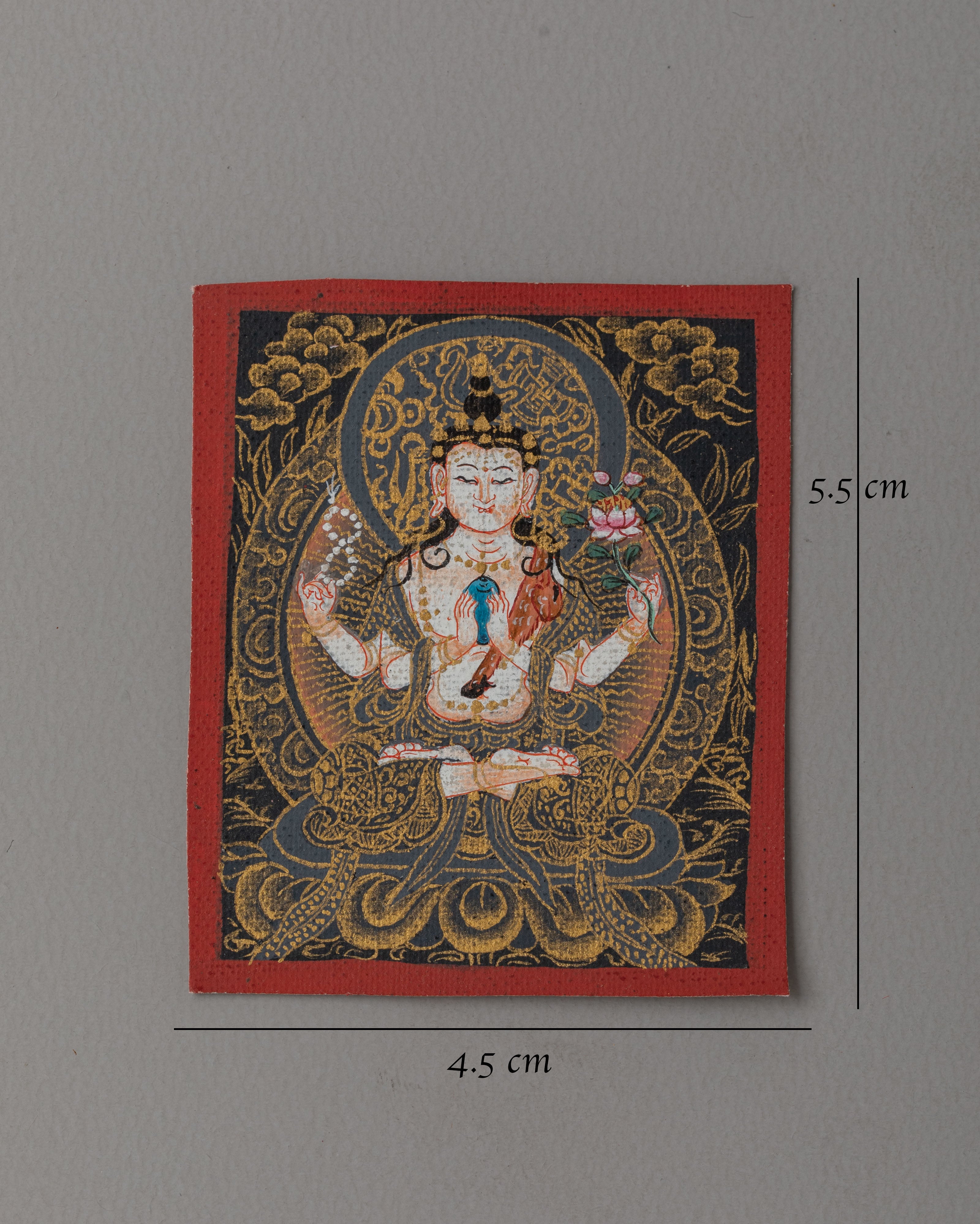 Buddhist Chenrezig Thangka for Locket | Spiritual Buddhist Amulet