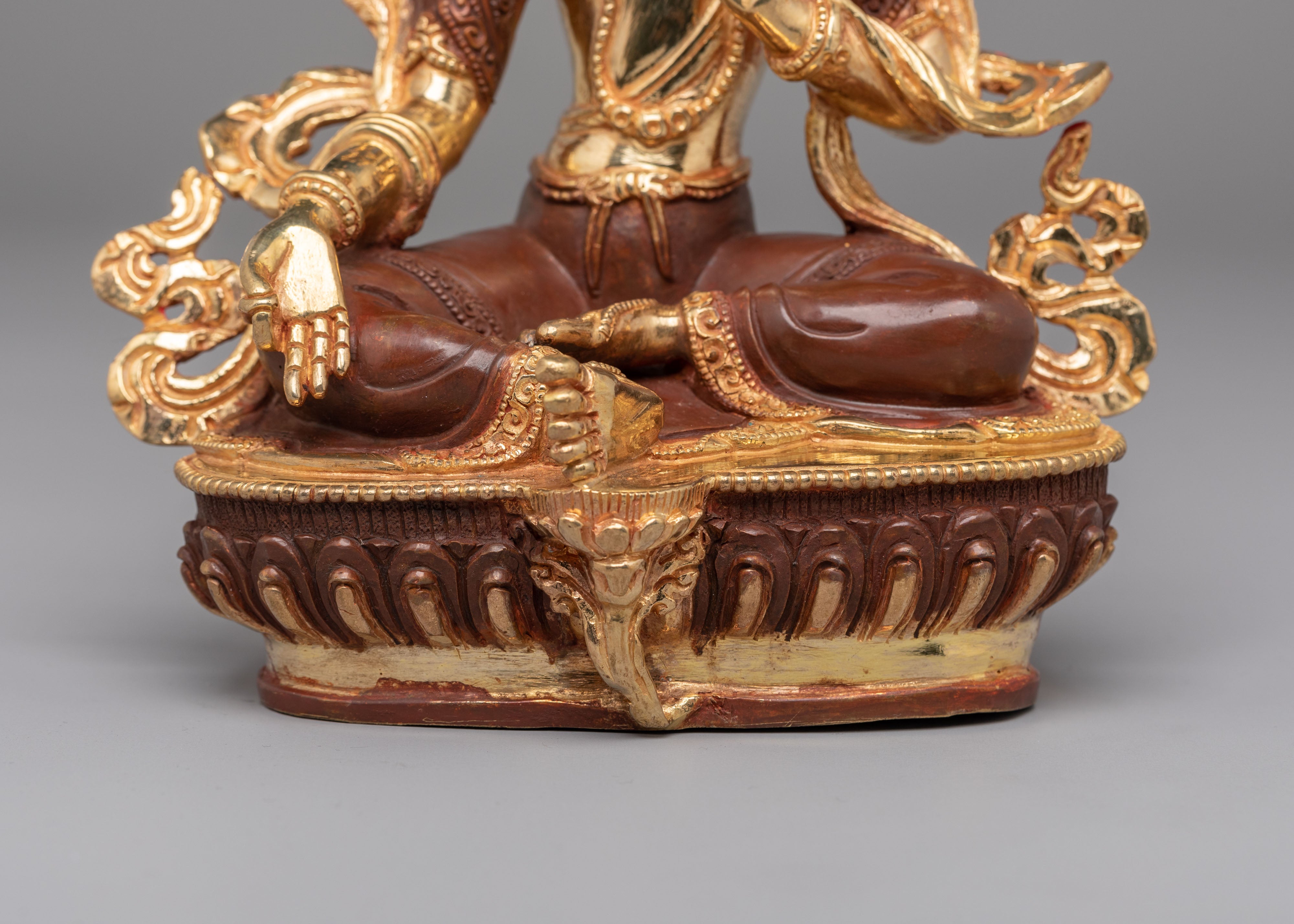 Mother of Liberation Green Tara Sculpture | 24K Gold Plated Statue