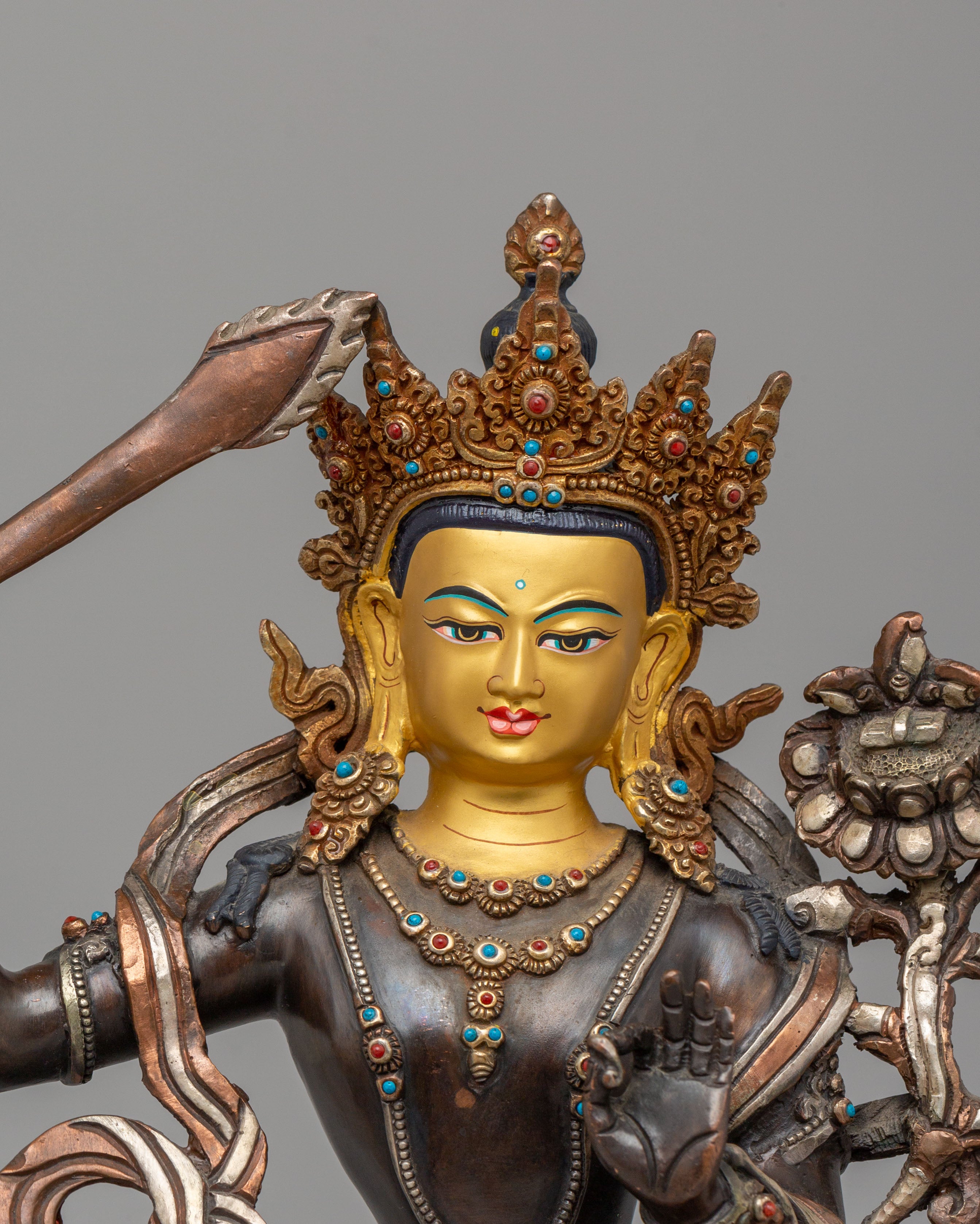 Tibetan Manjushri Wisdom Deity Statue | Sacred Sculpture for Meditation and Decor
