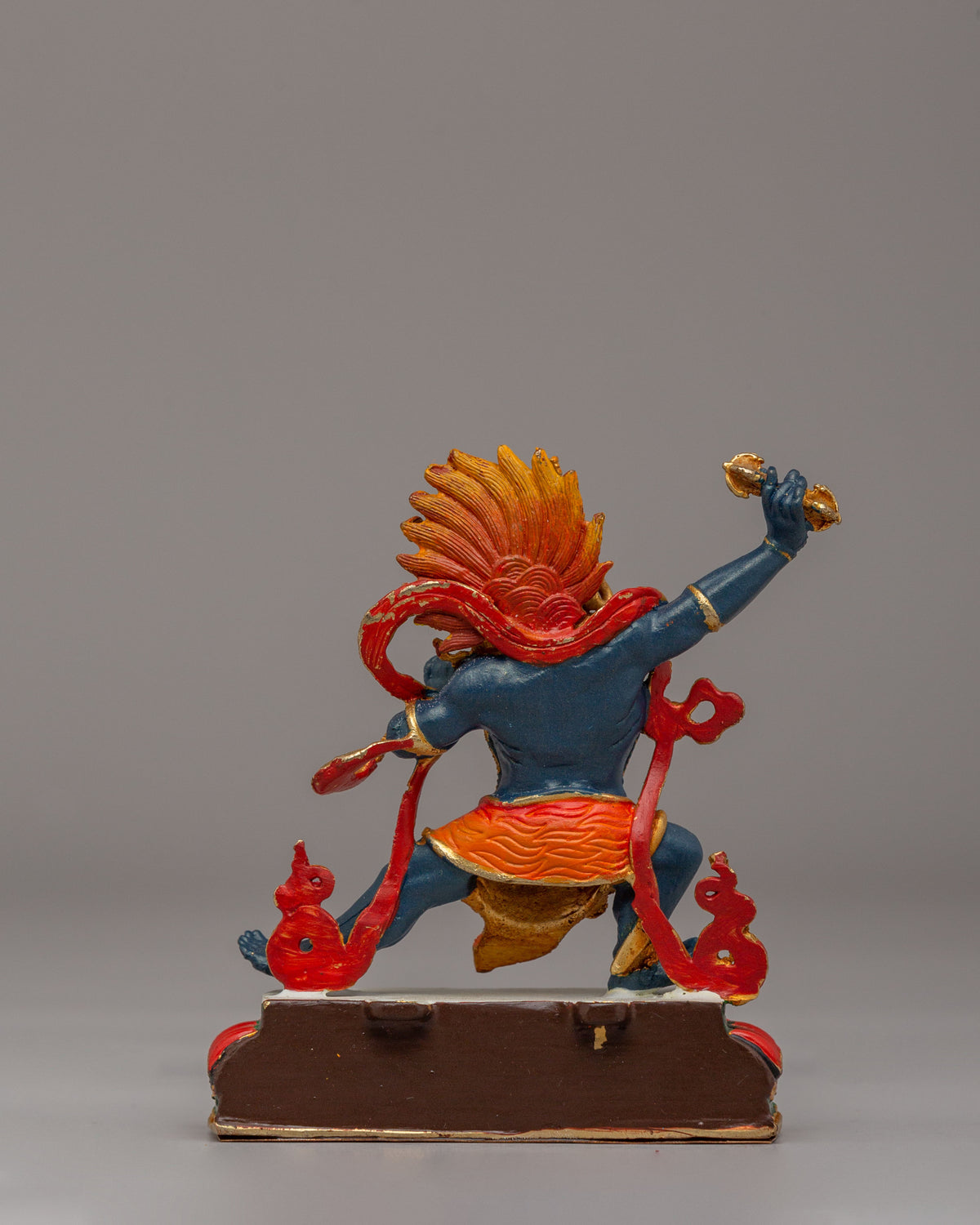 Tibetan Wrathful Vajrapani Sculpture | 24K Gold Plated Tibetan Protector