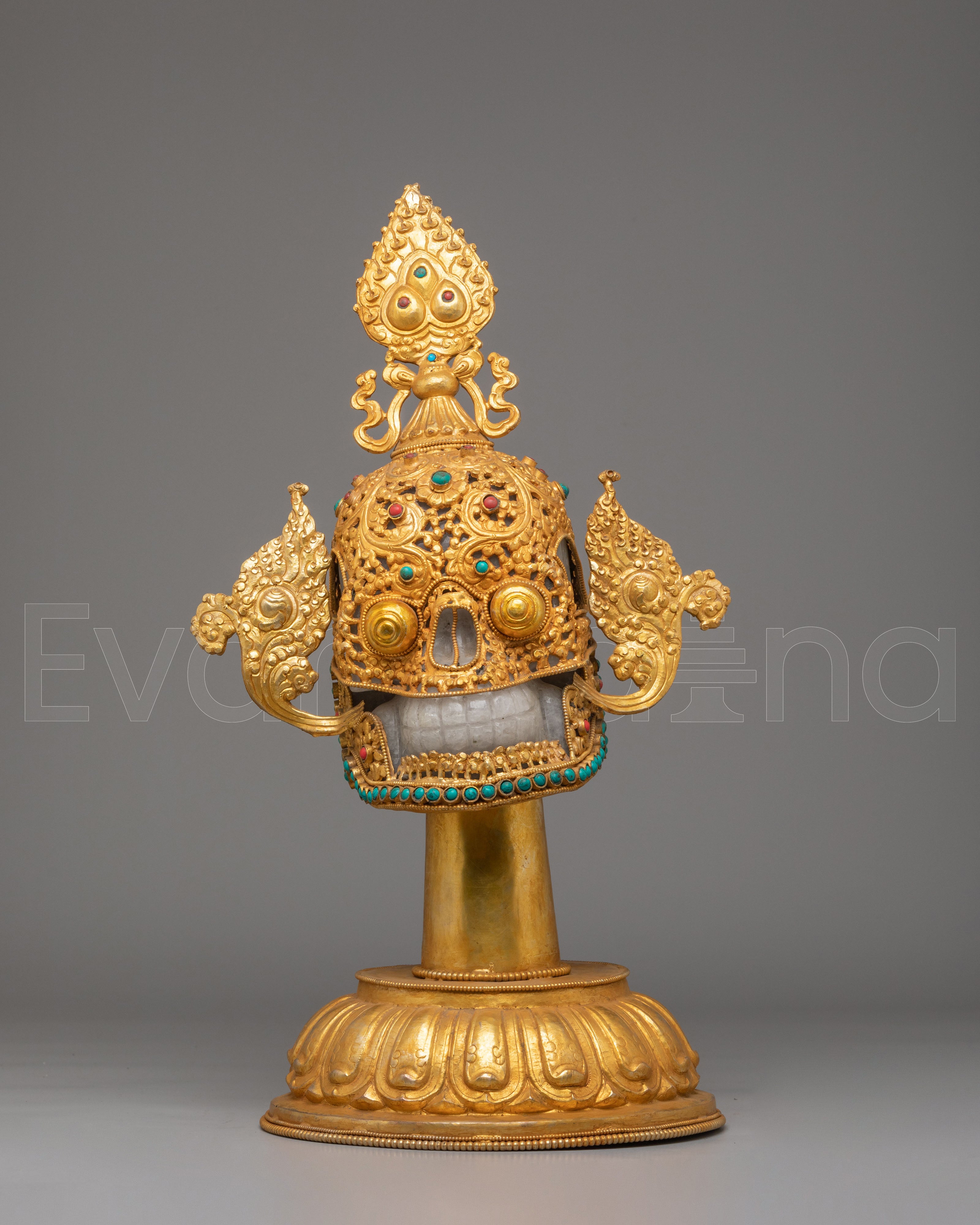 Buddhist-Inspired Ritual Skull Sculpture