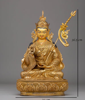 Handcrafted Guru Tsokye Dorje Statue with Copper Body and 24K Gold Gilding