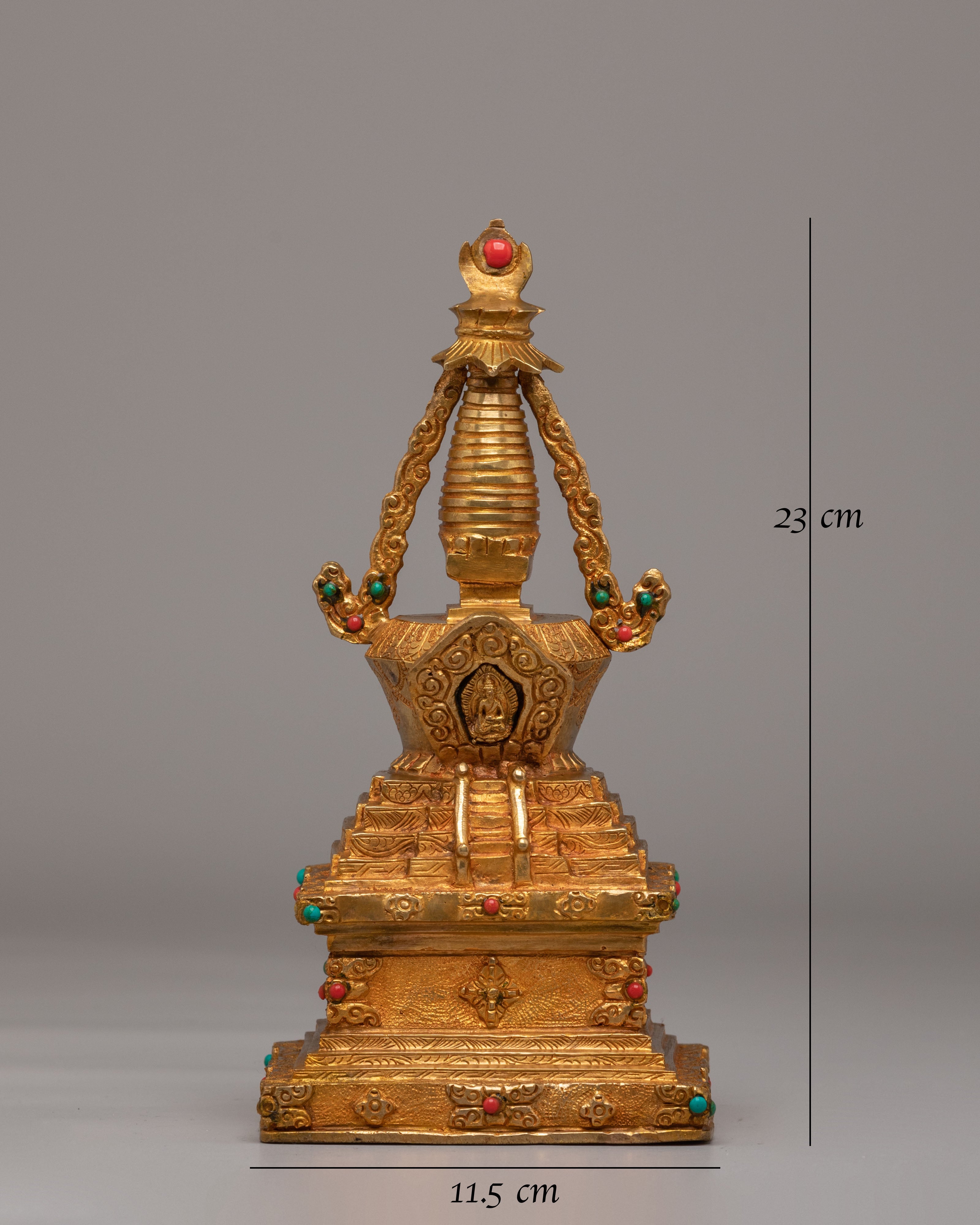 Buddhist Descent from Heaven Stupa | Sacred Tibetan Art for Spiritual Meditation
