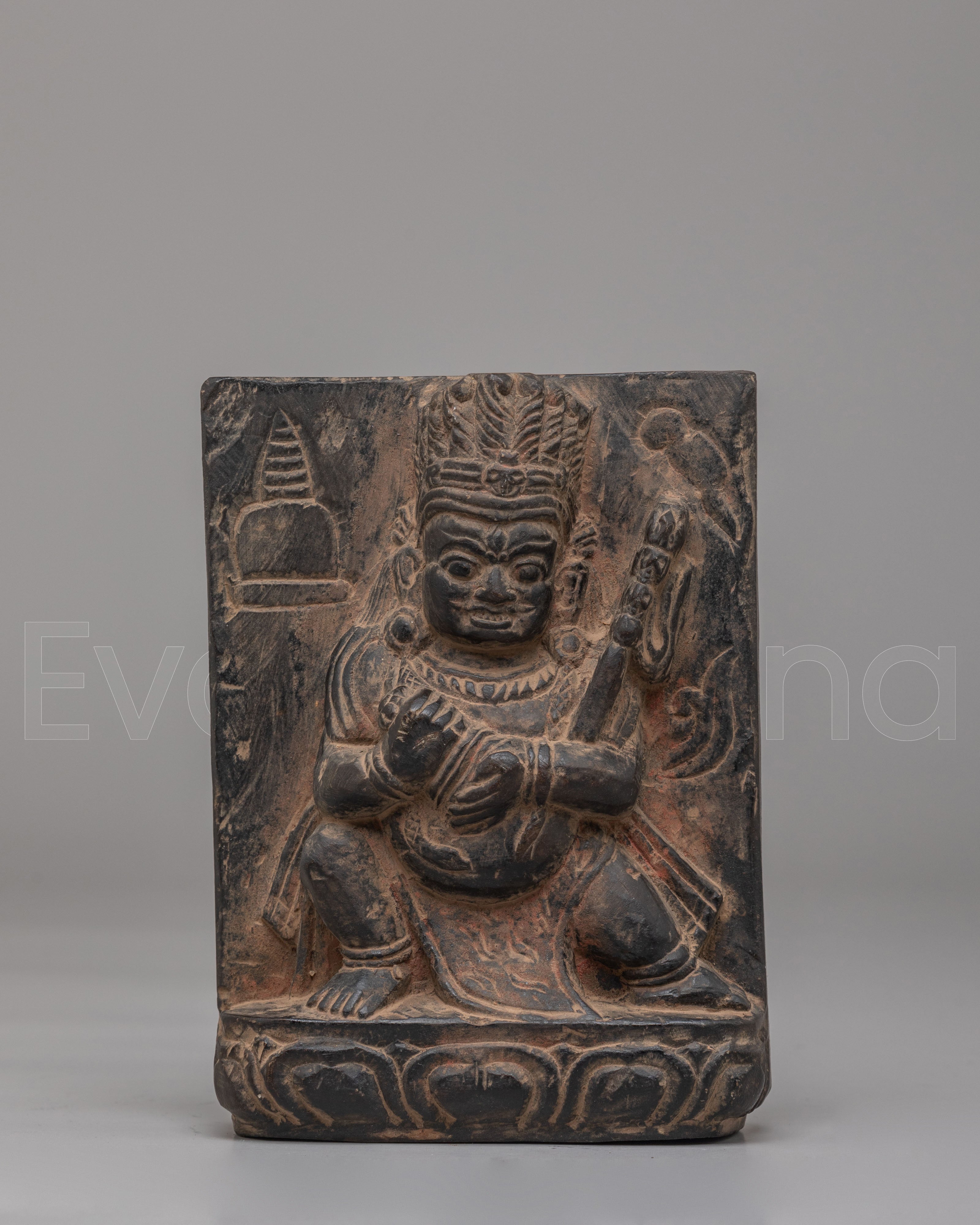 Vajrayana Mahakala Altar Statue | Handcarved Stone Mahakala Art