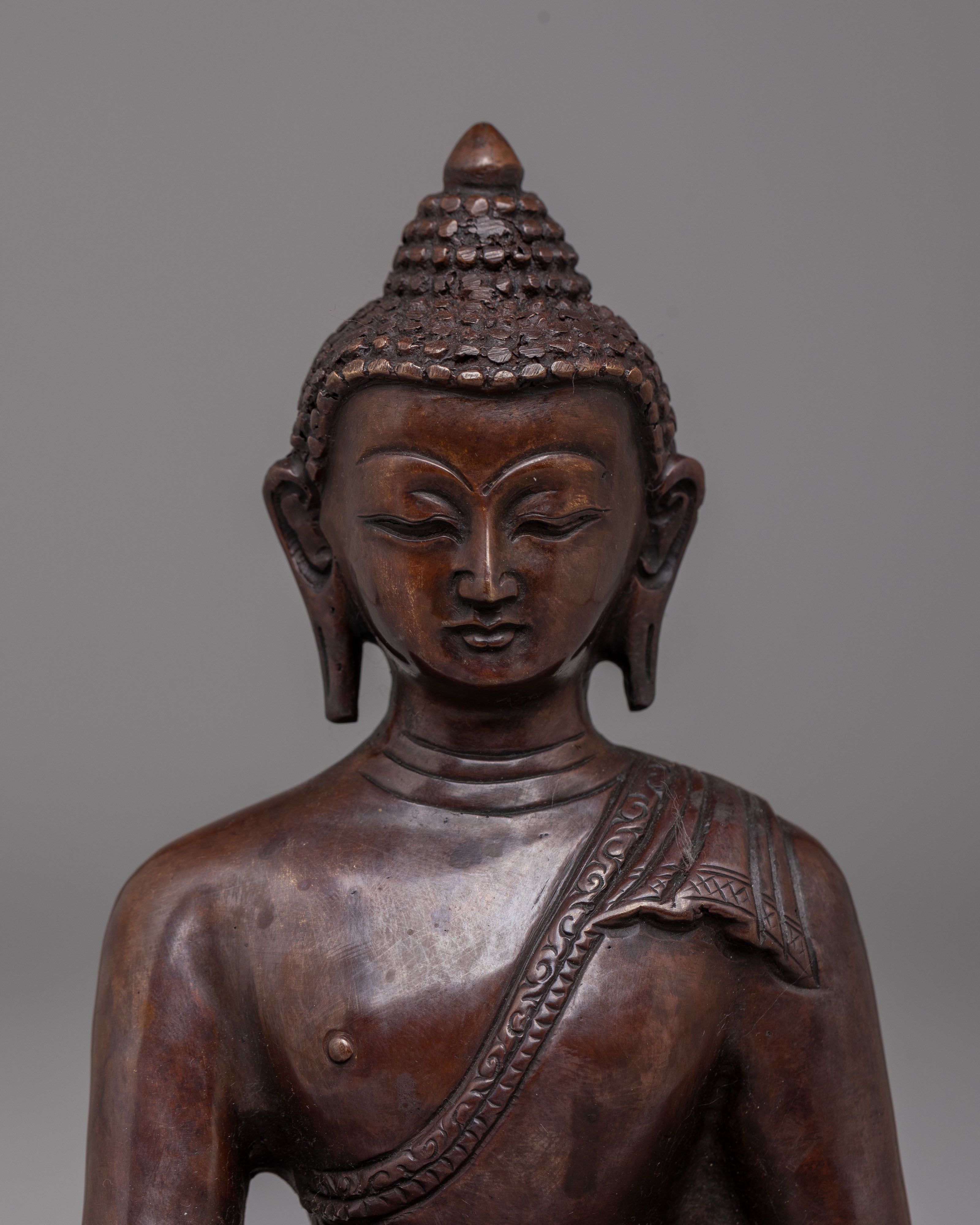 Shakyamuni Buddha Enlightenment Statue | Handcrafted Oxidized Copper Artwork