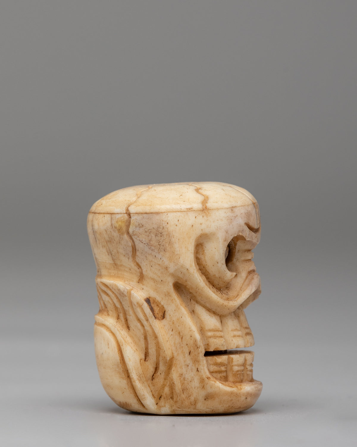 Tibetan Buddhist Skull Carving | Handcrafted Buddhist Decor