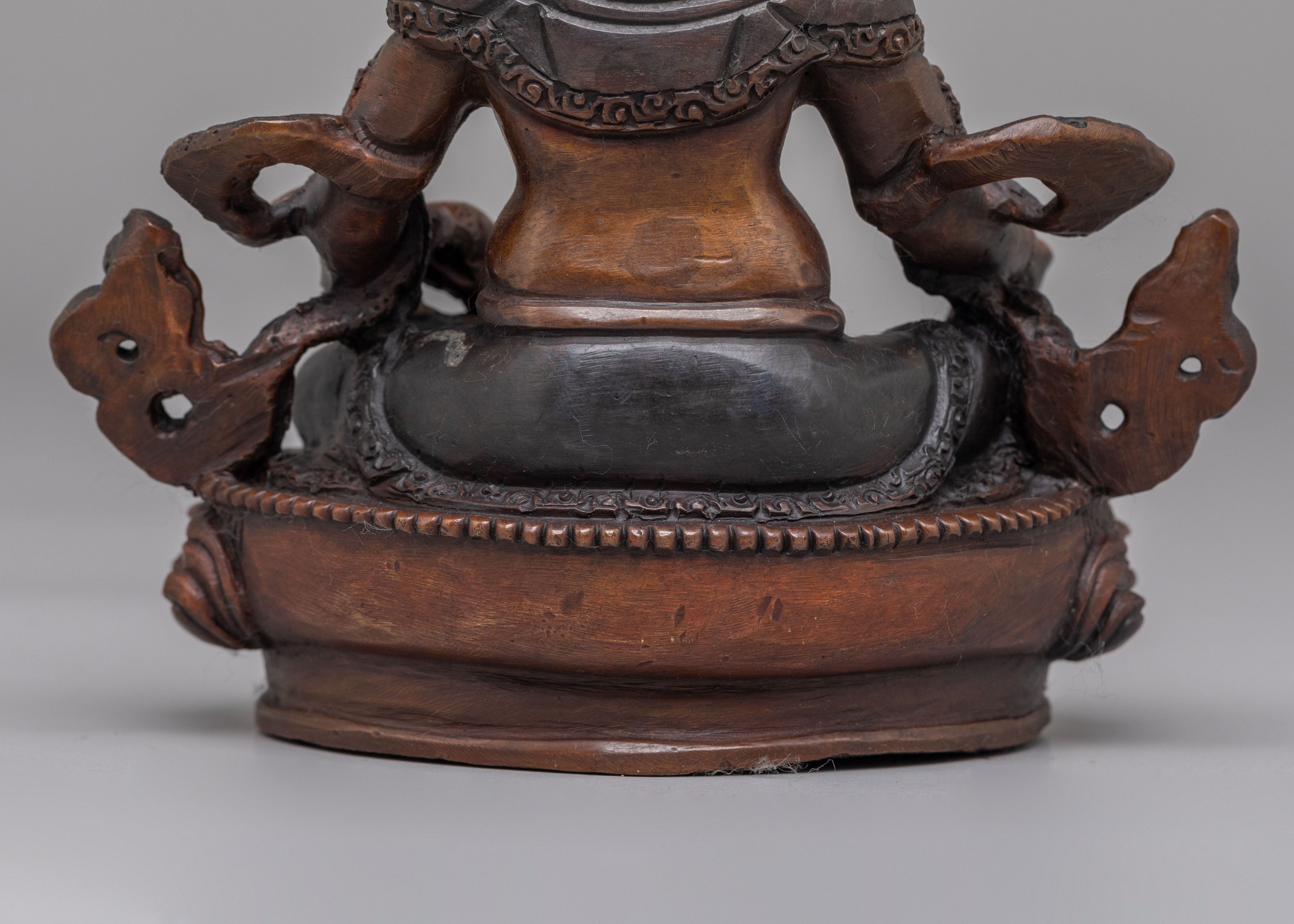 Dzambhala Wealth Protector Deity Statue | Copper Buddhist Altar Decor