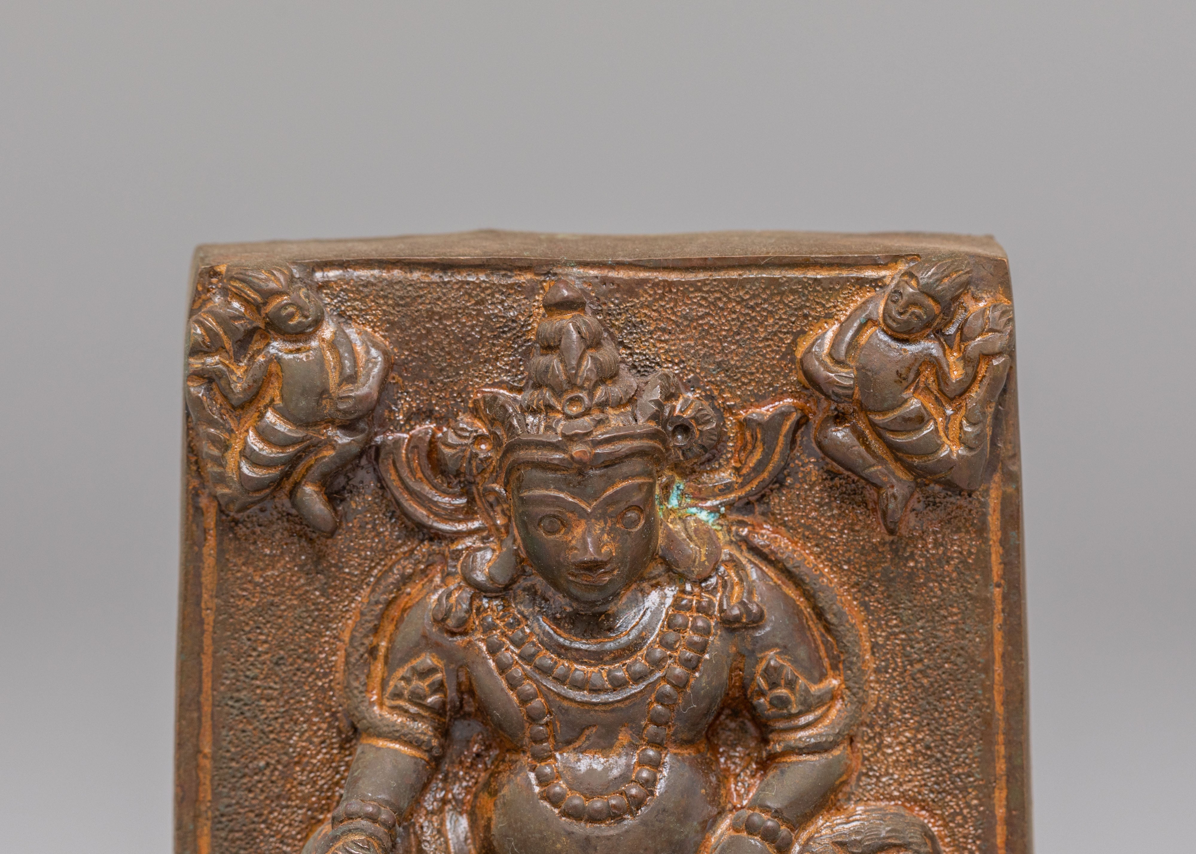 Sacred Dzambhala Buddhist Relief Sculpture | Tibetan Wealth Deity Artwork