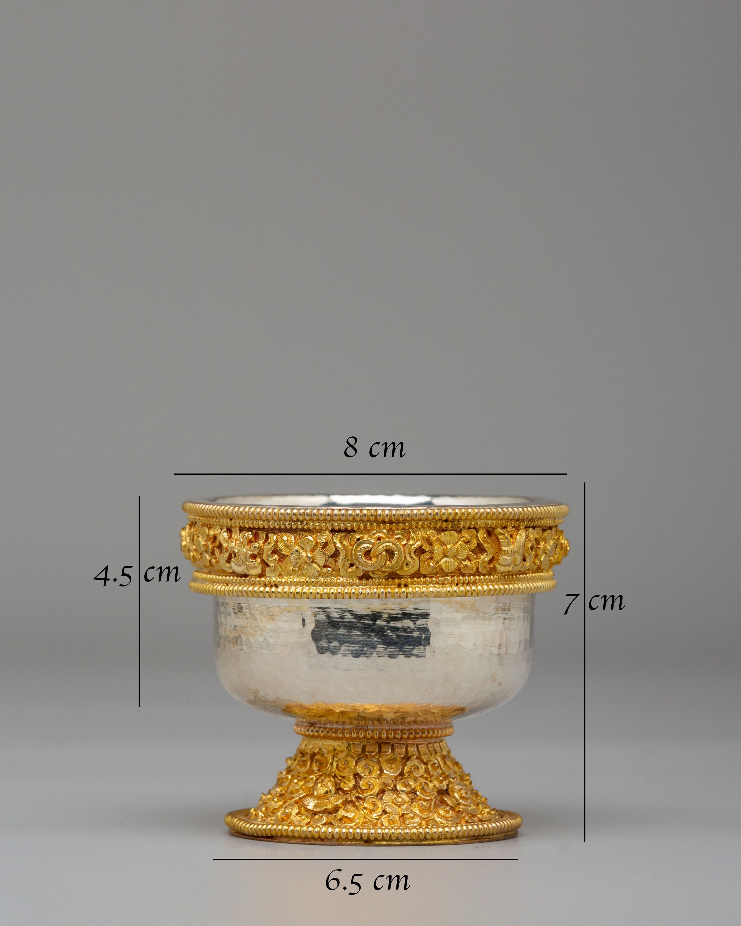 Sacred Himalayan Altar Offering Bowls | Gold Silver Plated Ritual Bowls