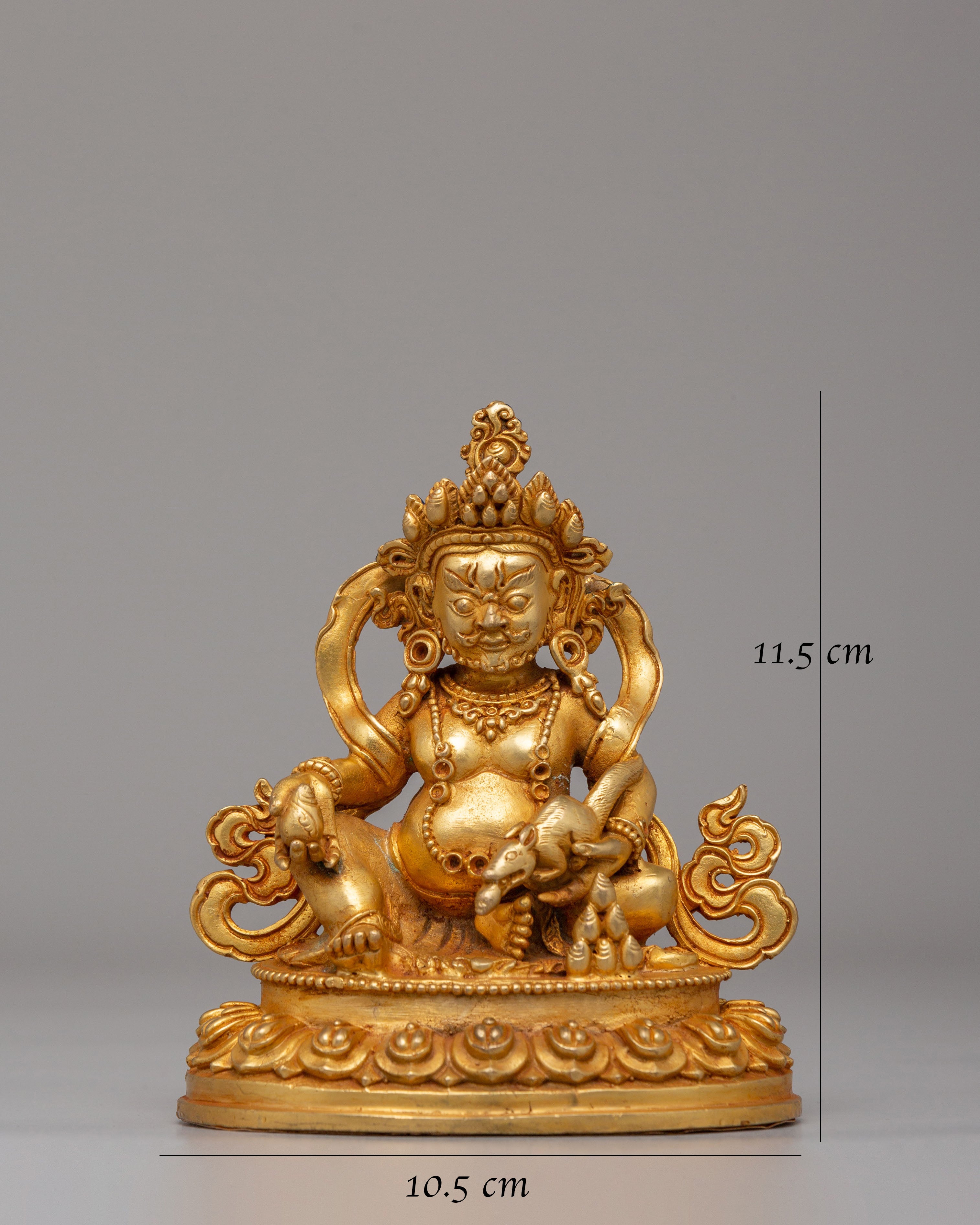 Traditional Dzambhala Deity Statue | Handcrafted Gold-Plated Copper Art