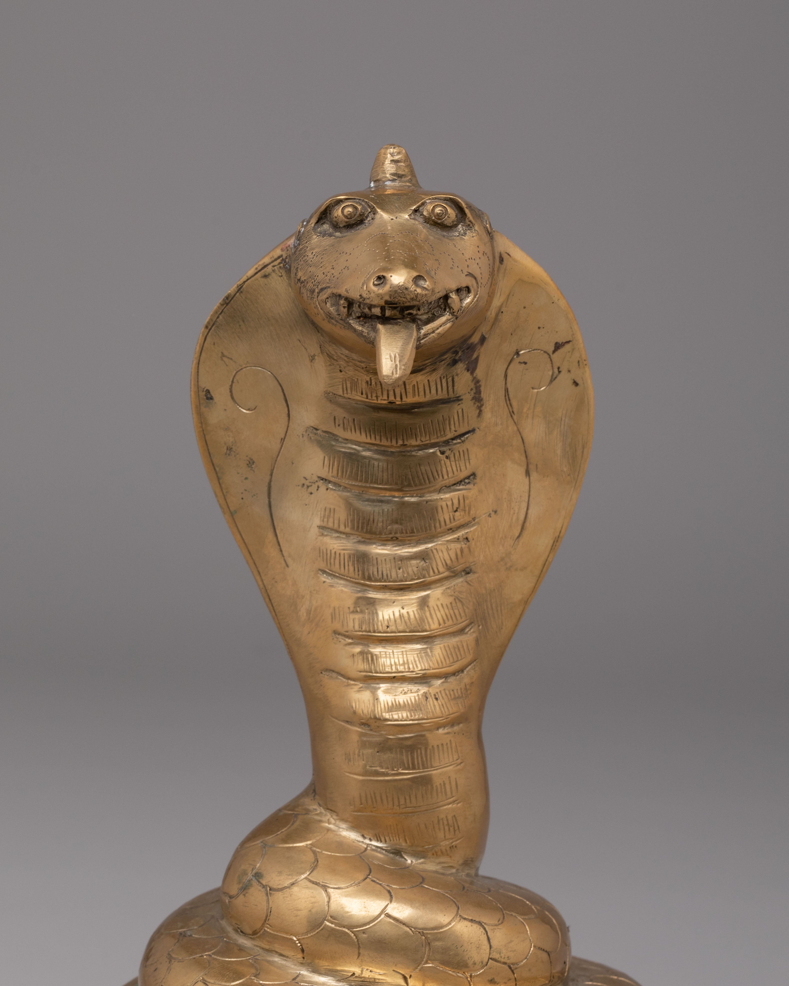 Himalayan Snake Sculpture | Brass Cobra Statue | Spiritual Decor