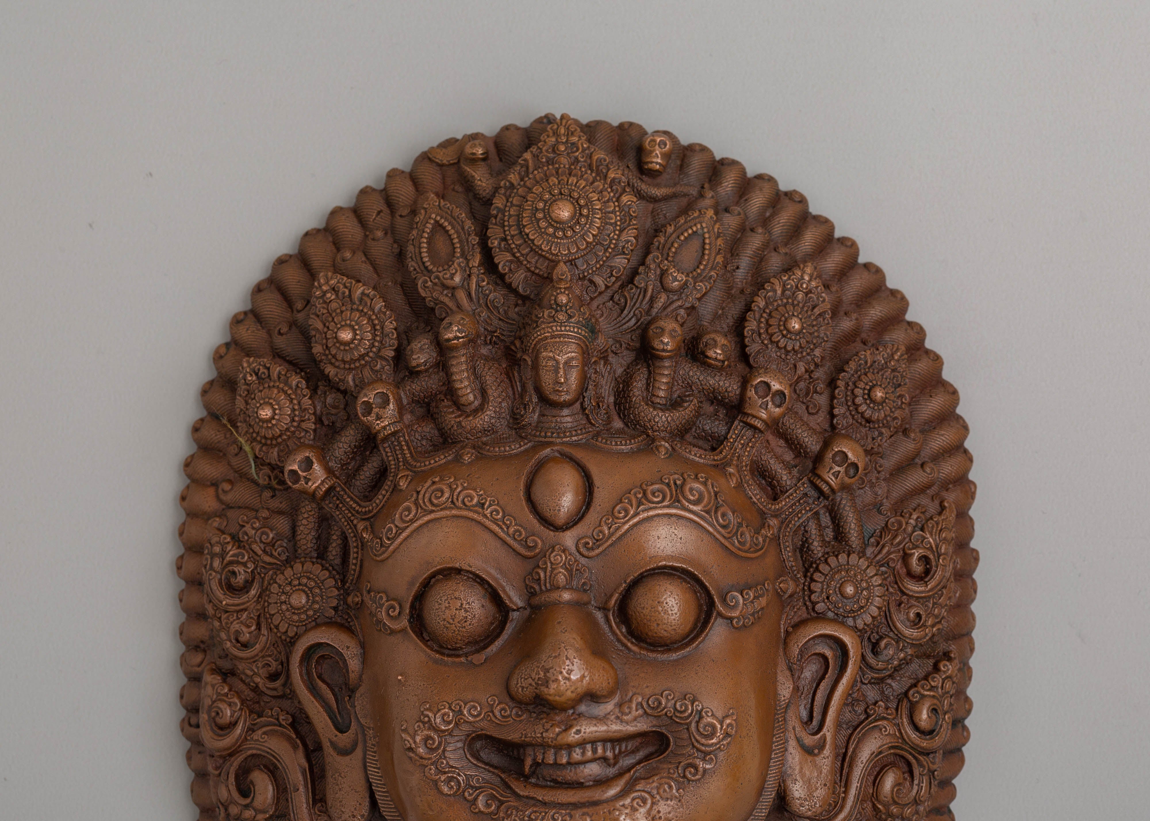 Sacred Bhairava Wall Hanging | Oxidized Copper Buddhist Artwork