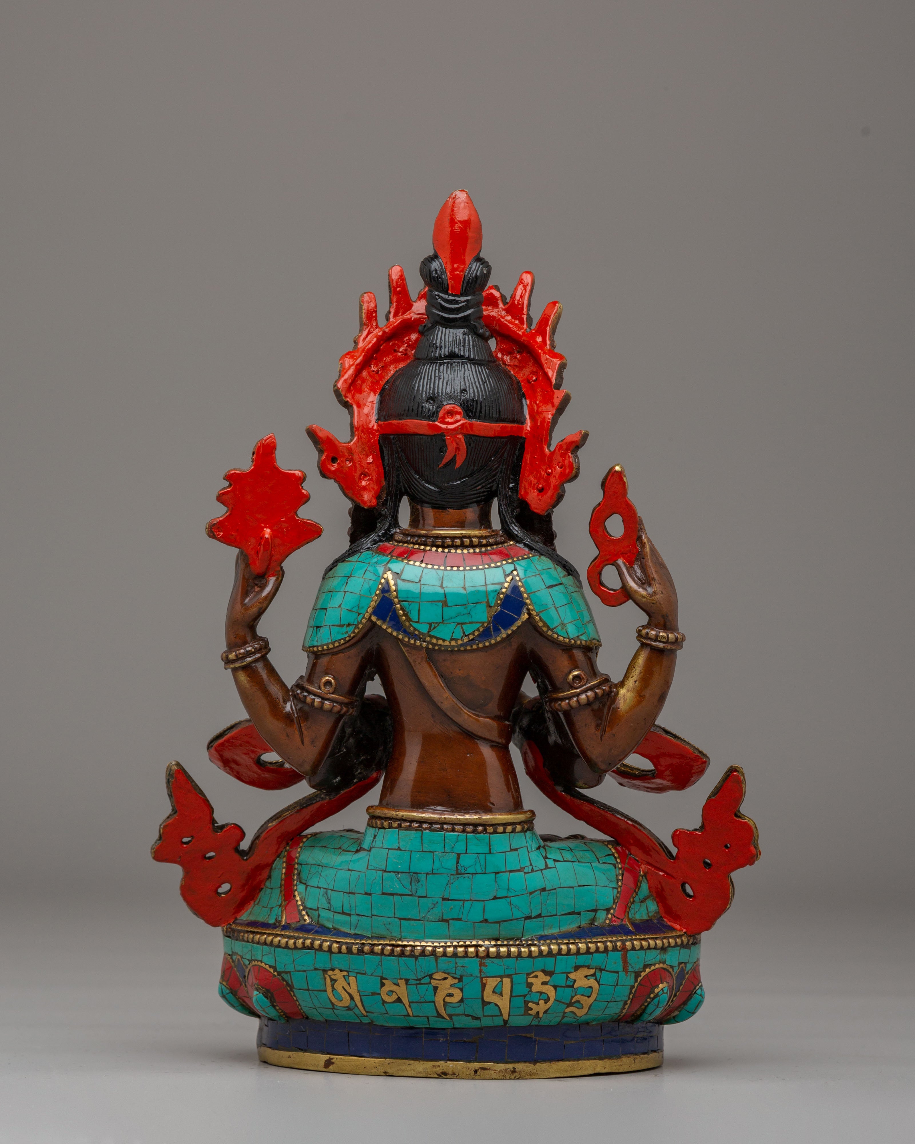 Handcrafted Chenrezig Deity Statue | Tibetan Avalokiteshvara Bodhisattva Sculpture