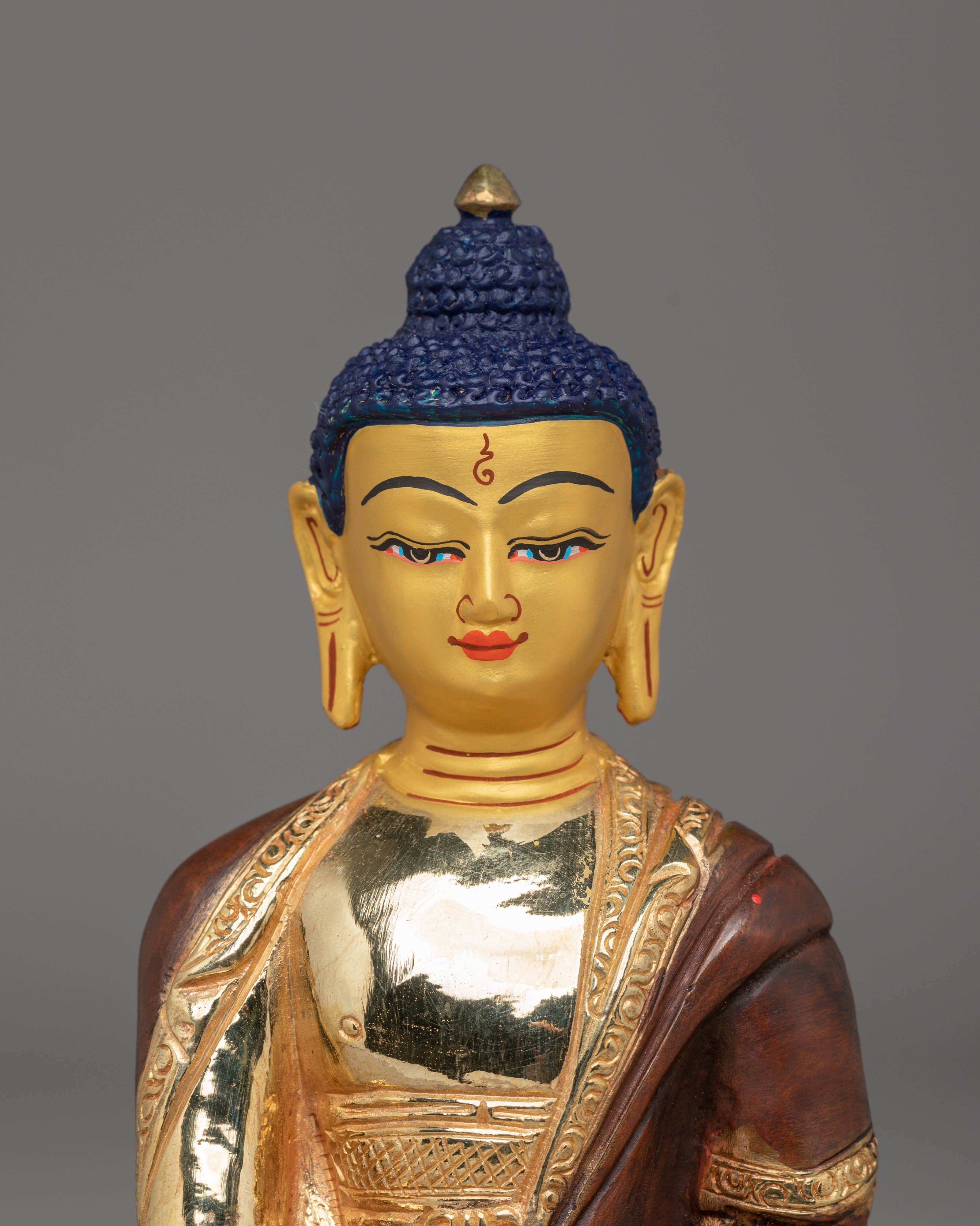 Akshobhya Buddha Statue | 24K Gold Plated Copper Sculpture for Spiritual Decor
