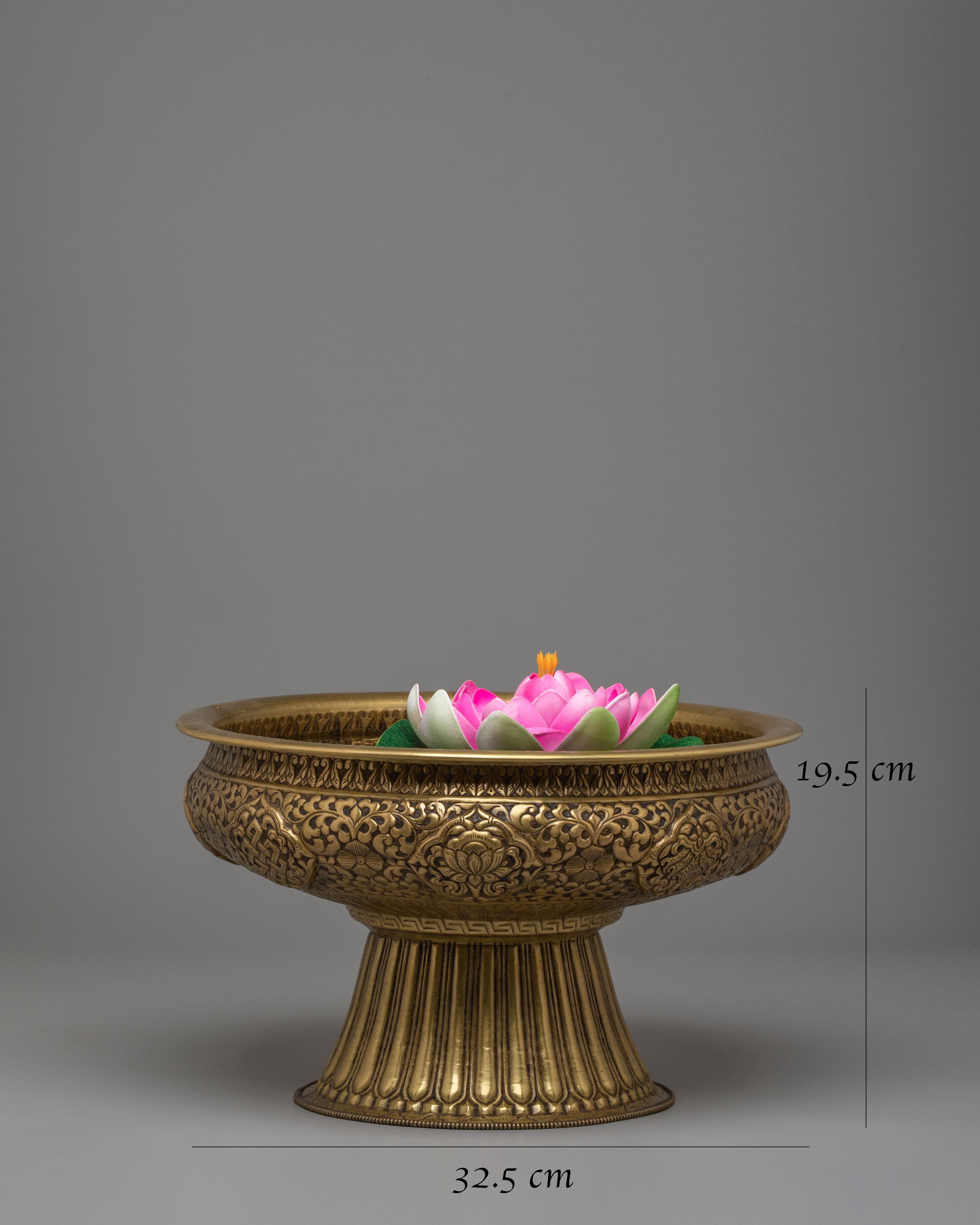 Buddhist Ritual Urli Bowl | Handcrafted Brass Flower Vessel