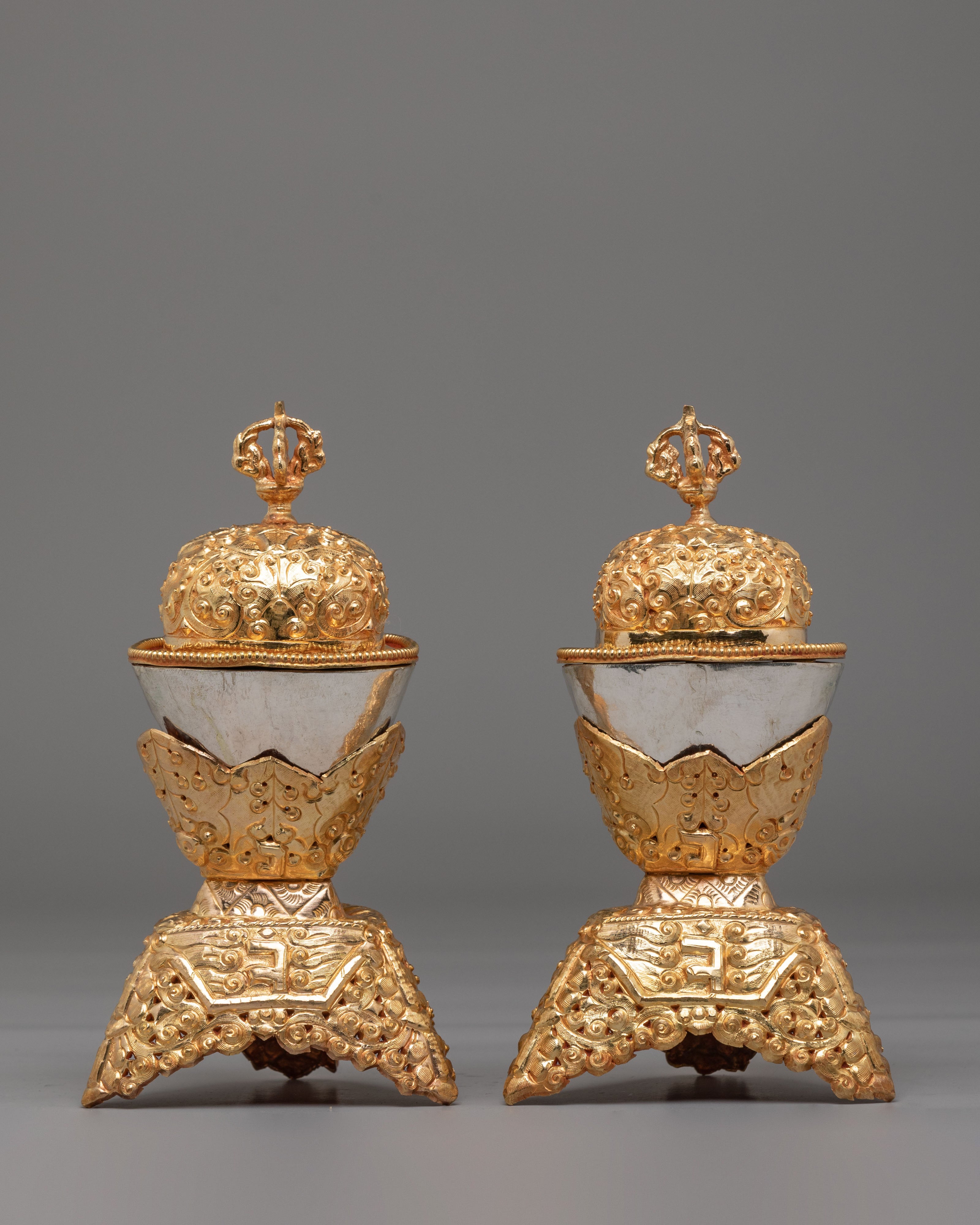 Ceremonial Ritual Kapala Set | Sacred Offering Vessels