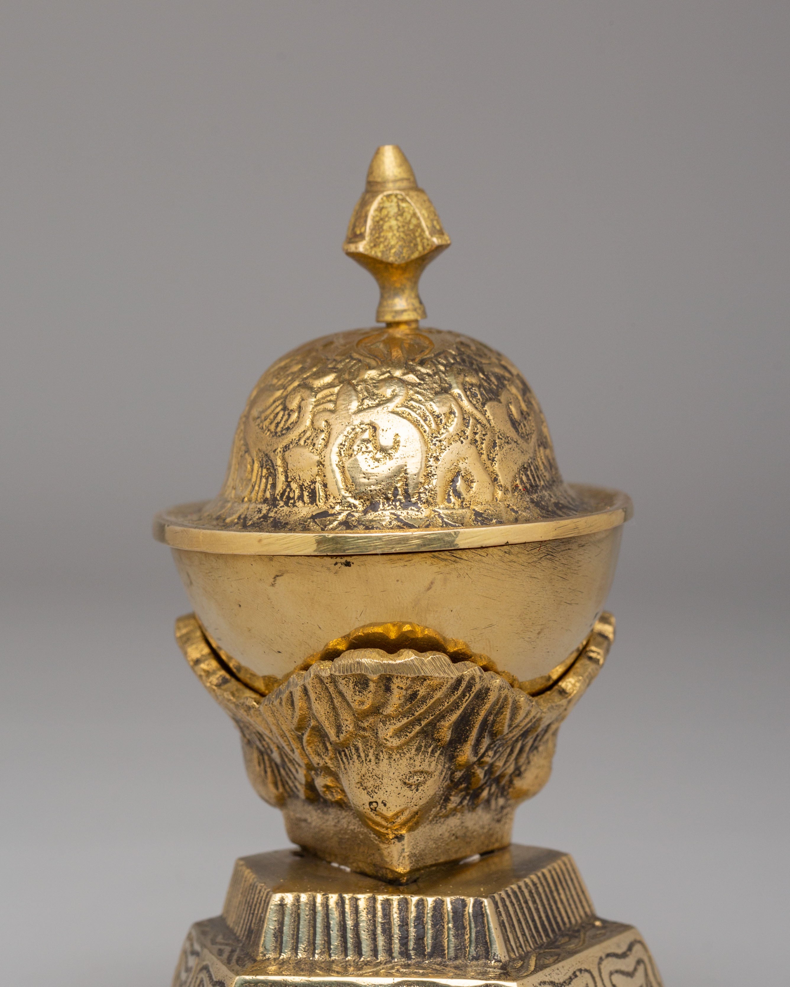 Himalayan Kapala Vessel | Brass Ritual Skull Cup for Puja