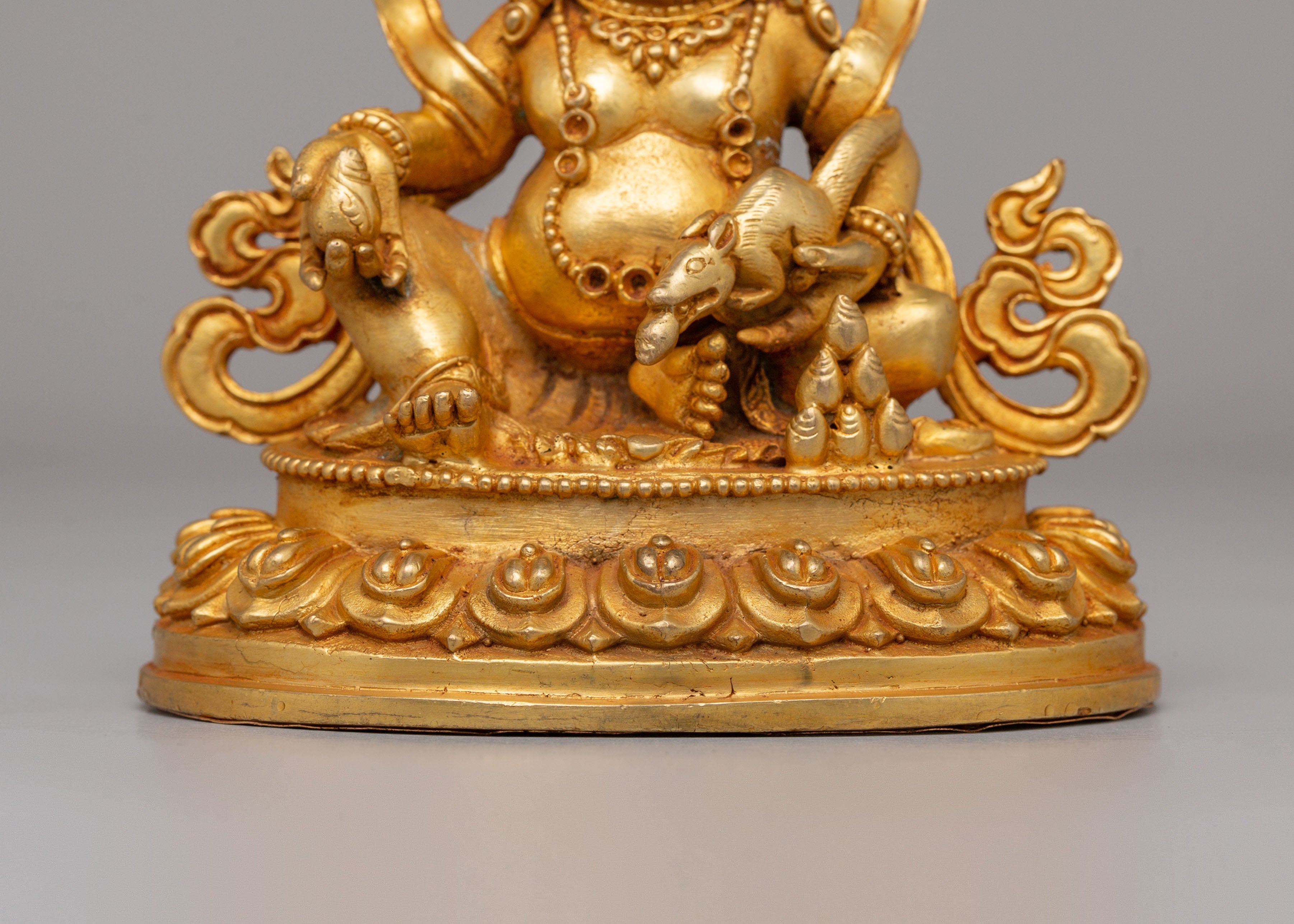 Traditional Dzambhala Deity Statue | Handcrafted Gold-Plated Copper Art
